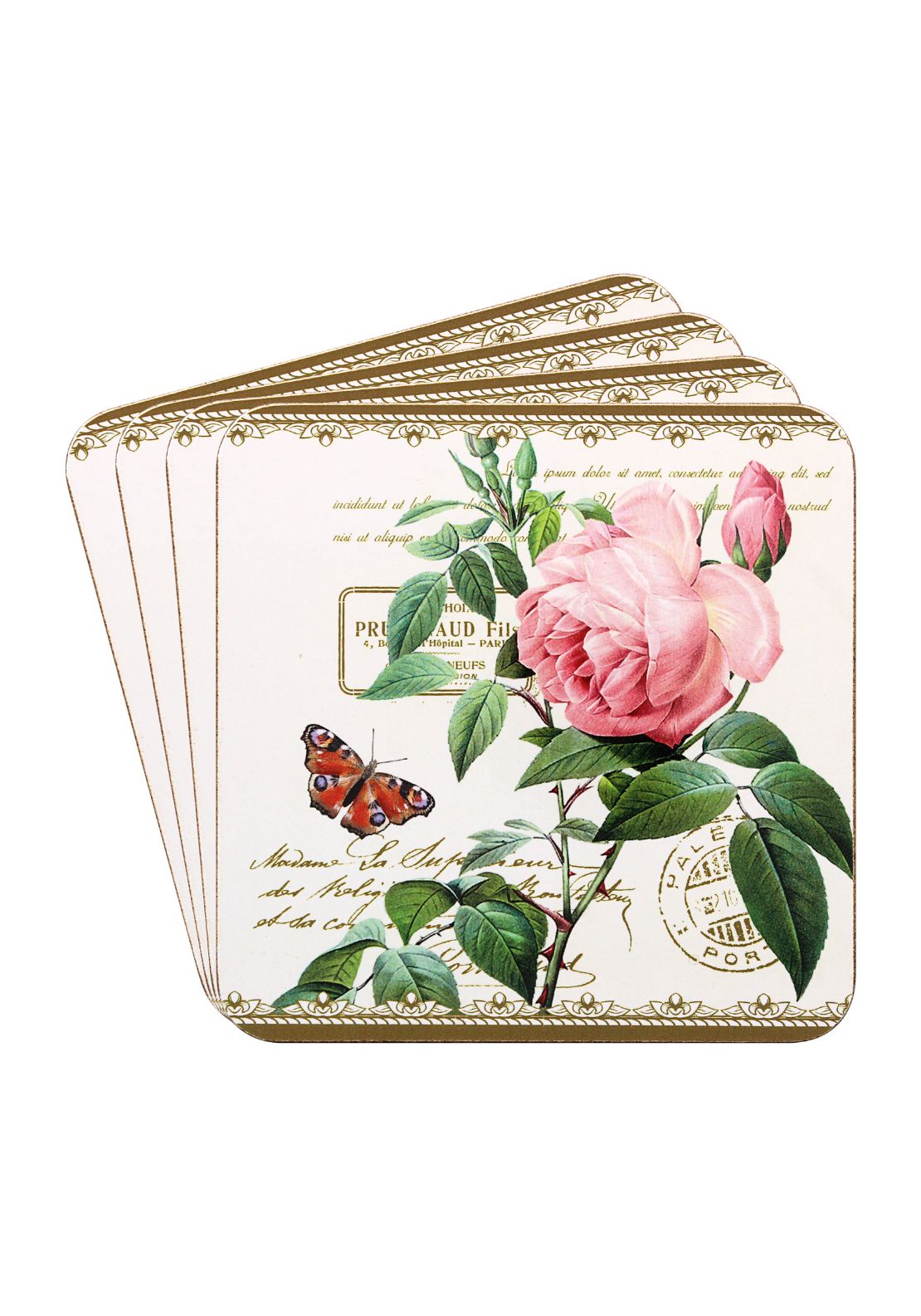 The Home Collection Redoute Rose Coasters Set of 4 1 Shaws Department Stores