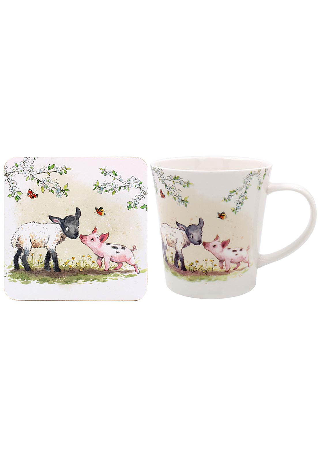 Lamb &amp; Piglet Mug &amp; Coaster Set - Multi