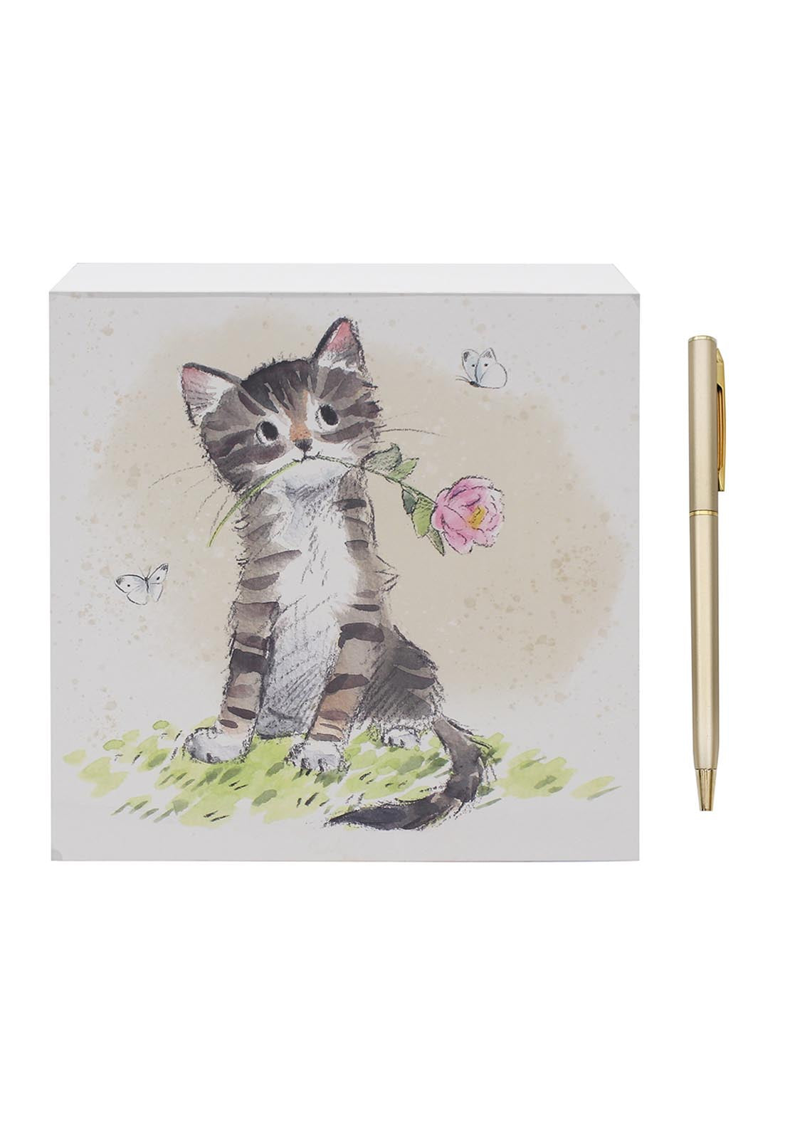 Cat With Rose Memo Pad - Multi