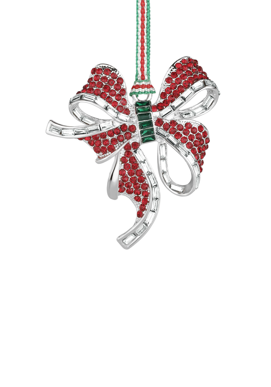 Newbridge Silverware Bow with Red Stones Christmas Tree Decoration 1 Shaws Department Stores