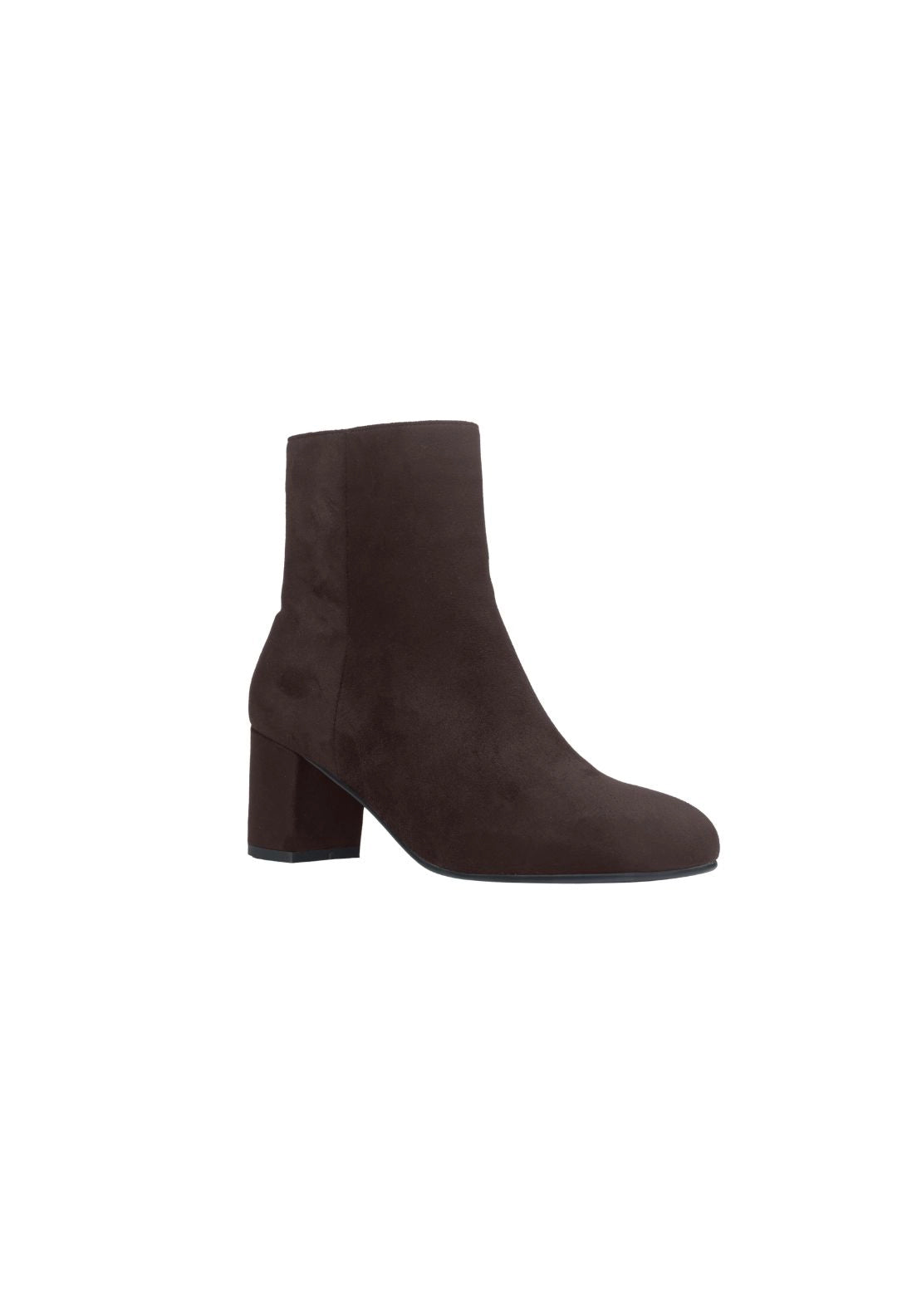 Mid Heel Smart Suede Boot - Brown