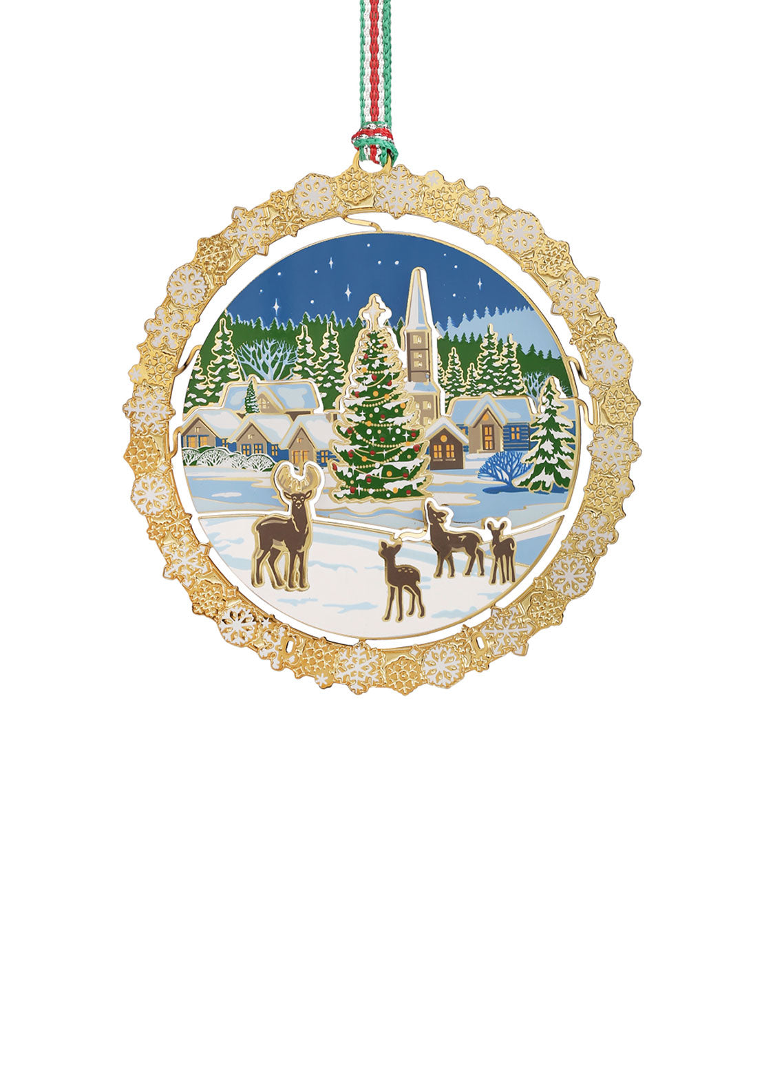 Newbridge Silverware Christmas Village with Deer Tree Decoration 1 Shaws Department Stores