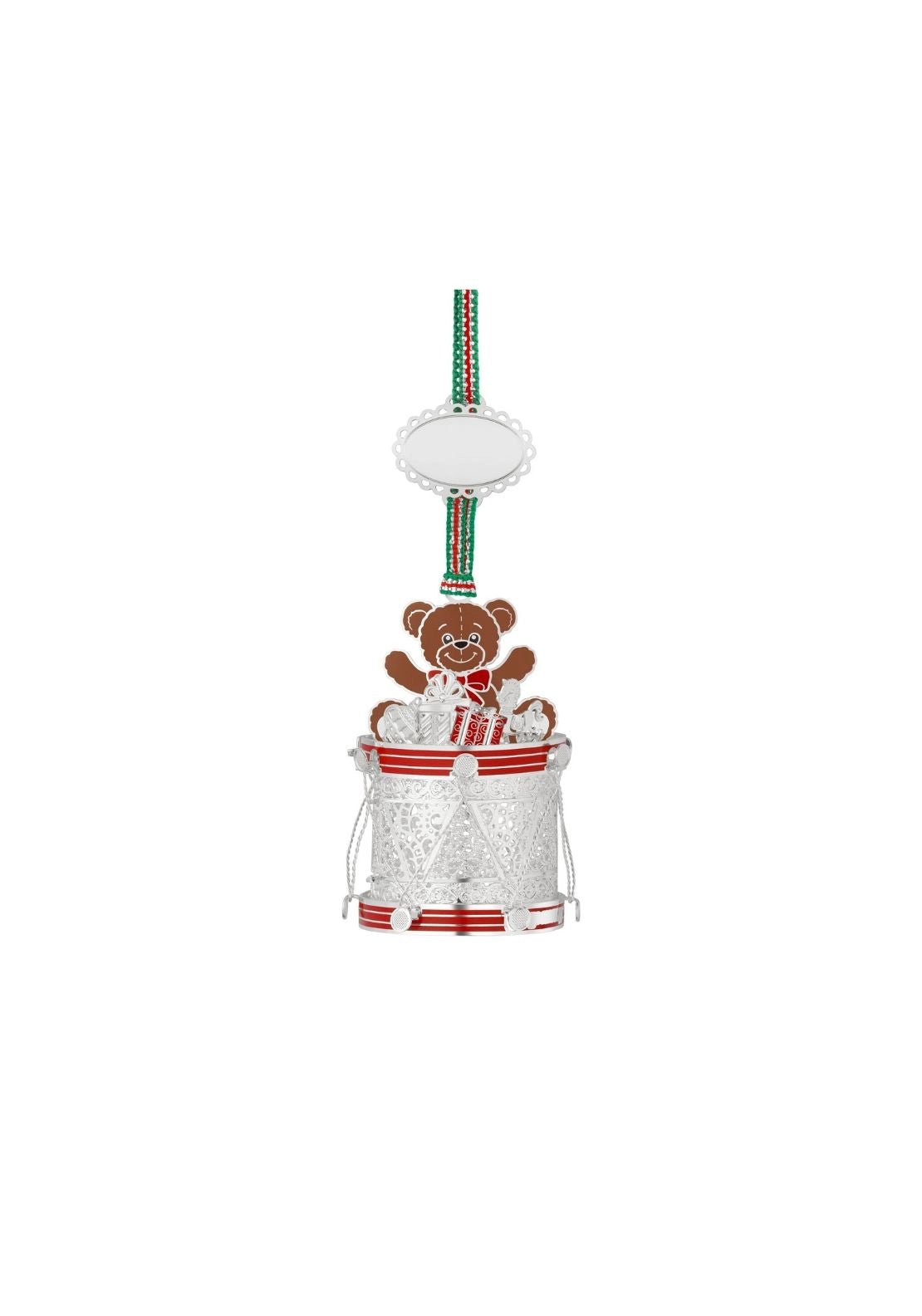 Drum With Teddy Bear Christmas Tree Decoration - Multi