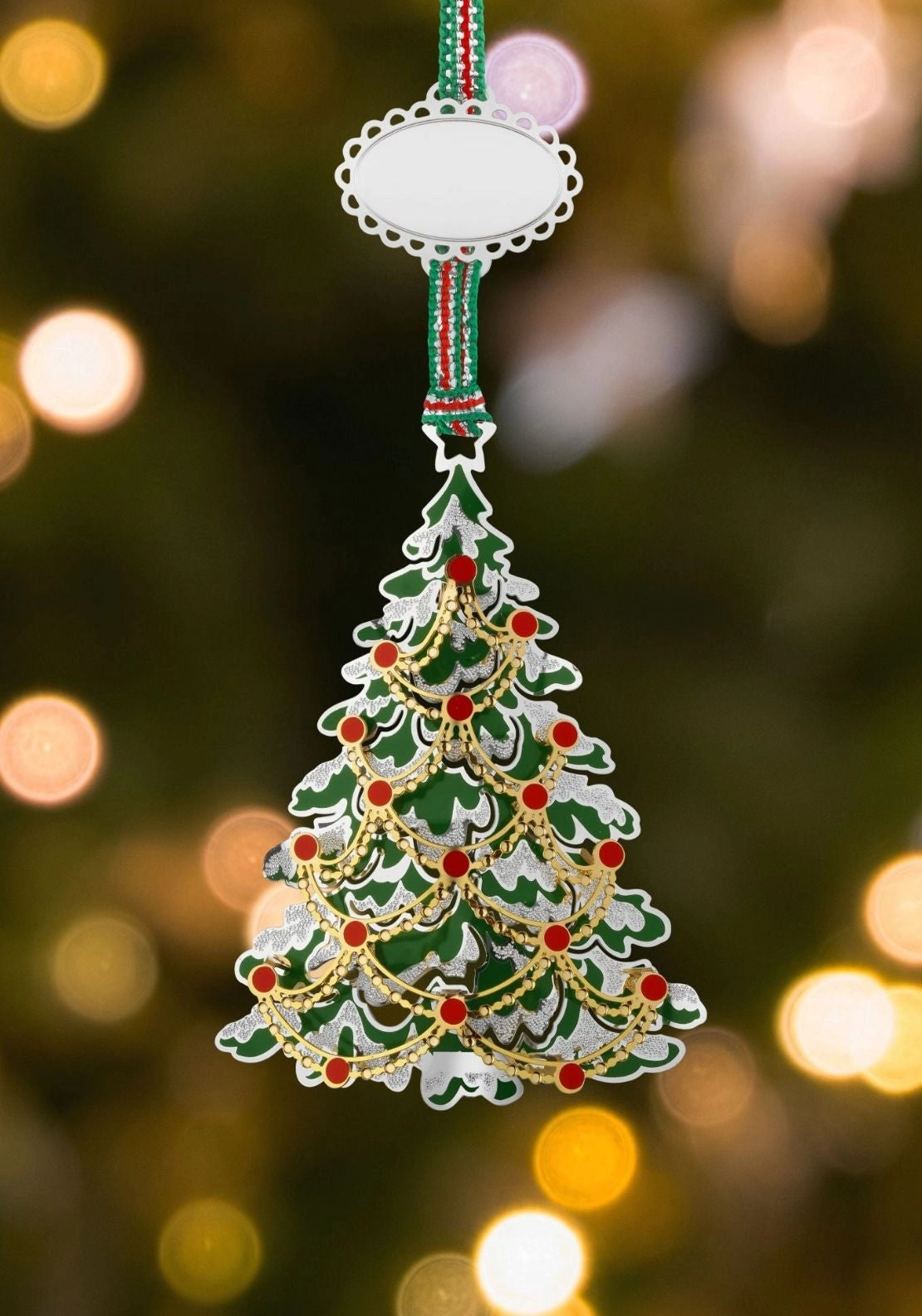 Gold &amp; Silver Plated Christmas Tree Decoration - Multi