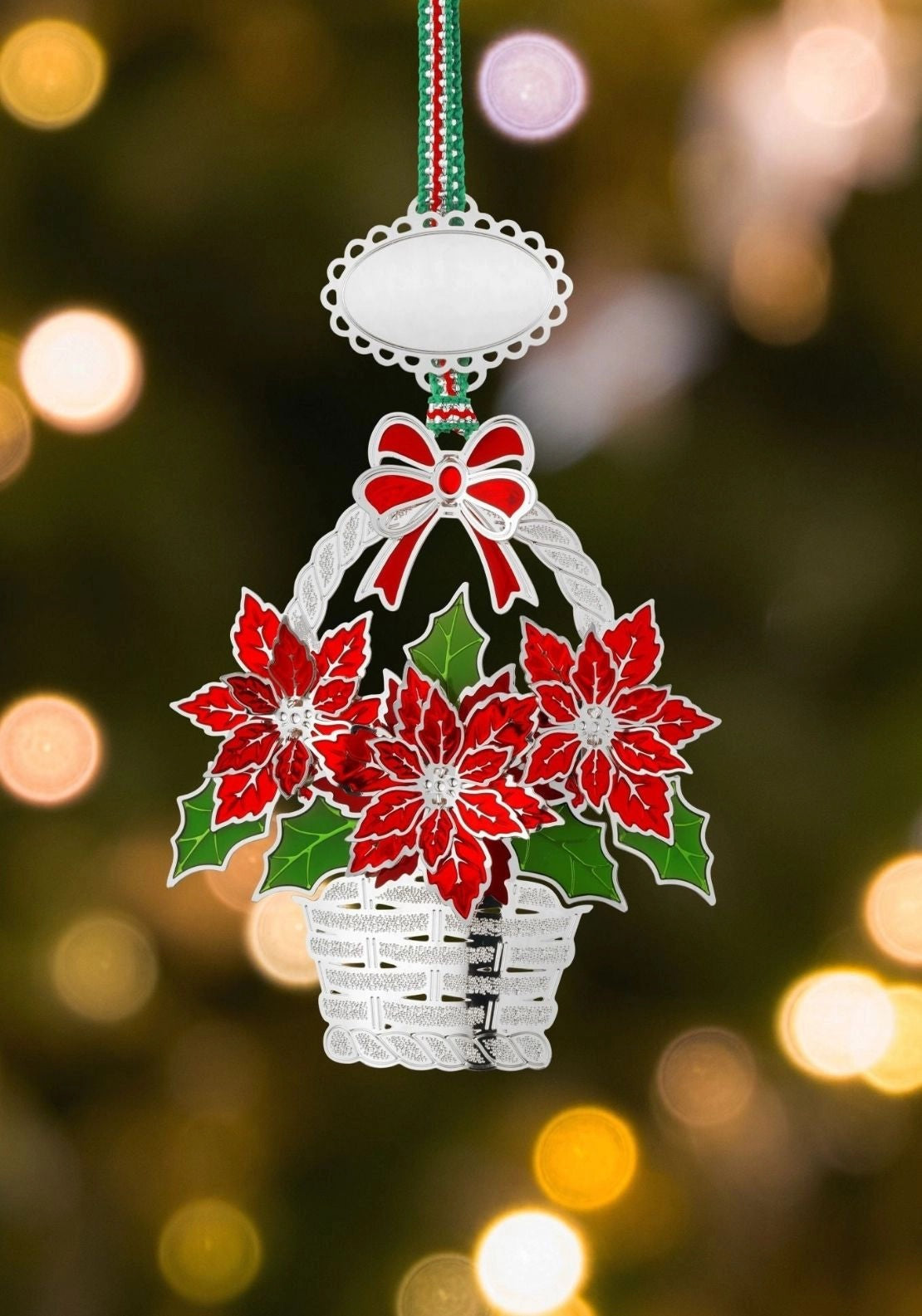 Poinsettia Basket Christmas Tree Decoration - Multi