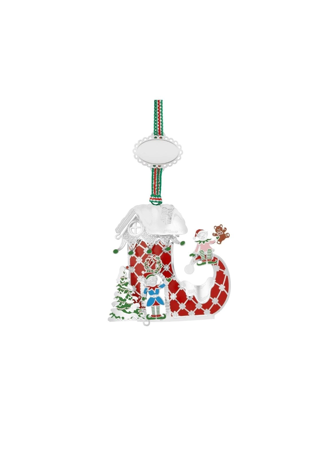 Red Boot With Elves Christmas Tree Decoration - Multi