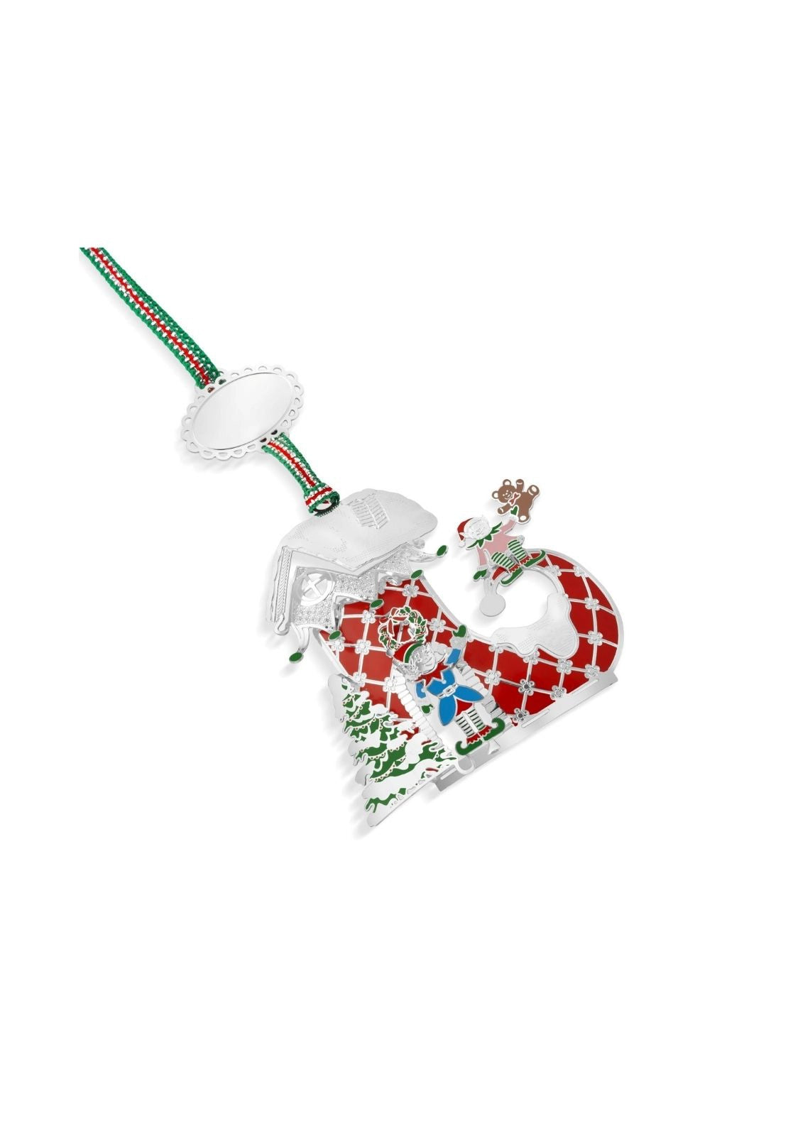 Red Boot With Elves Christmas Tree Decoration - Multi