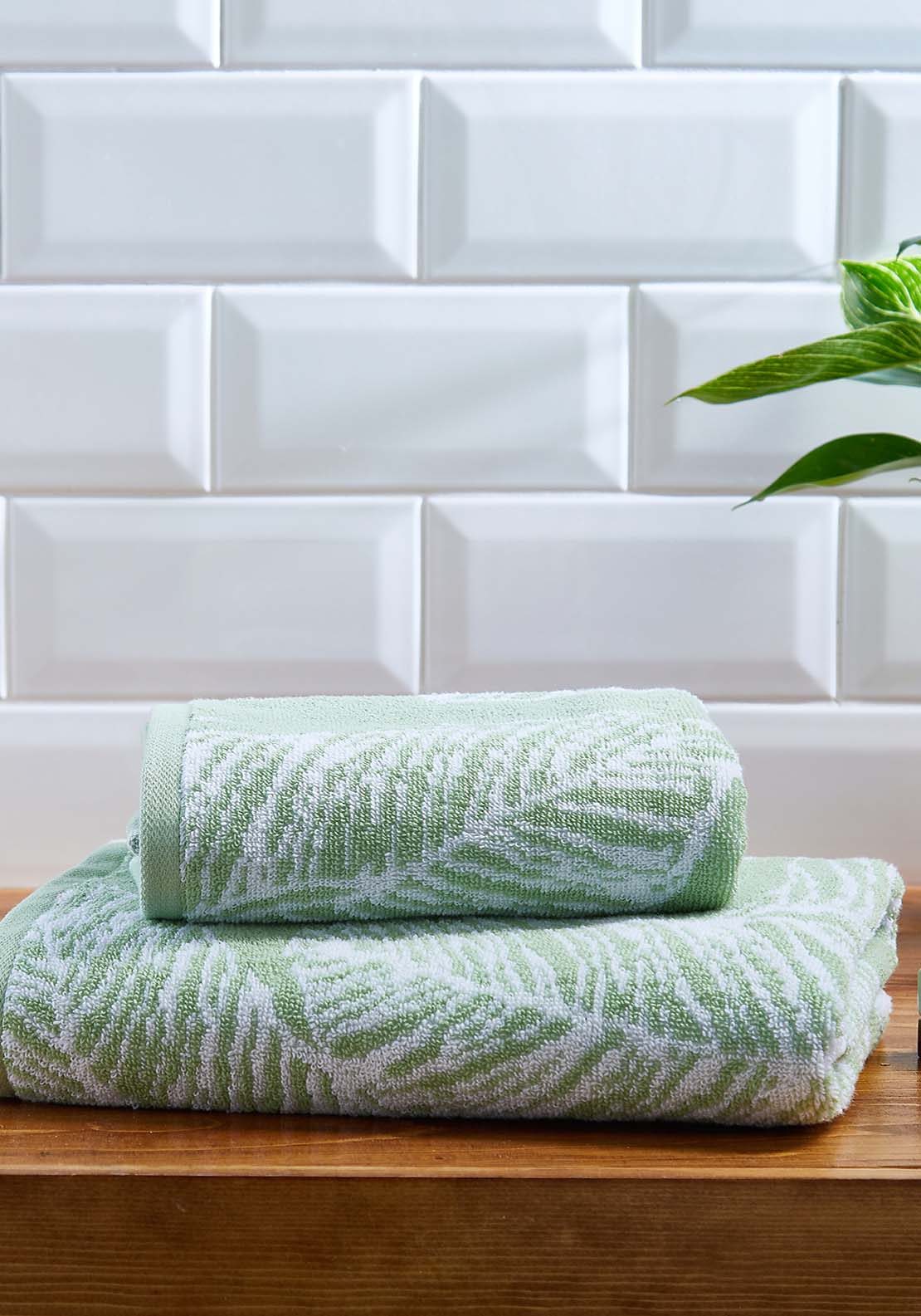 The Home Collection Hand Towel Leaf - Green 1 Shaws Department Stores