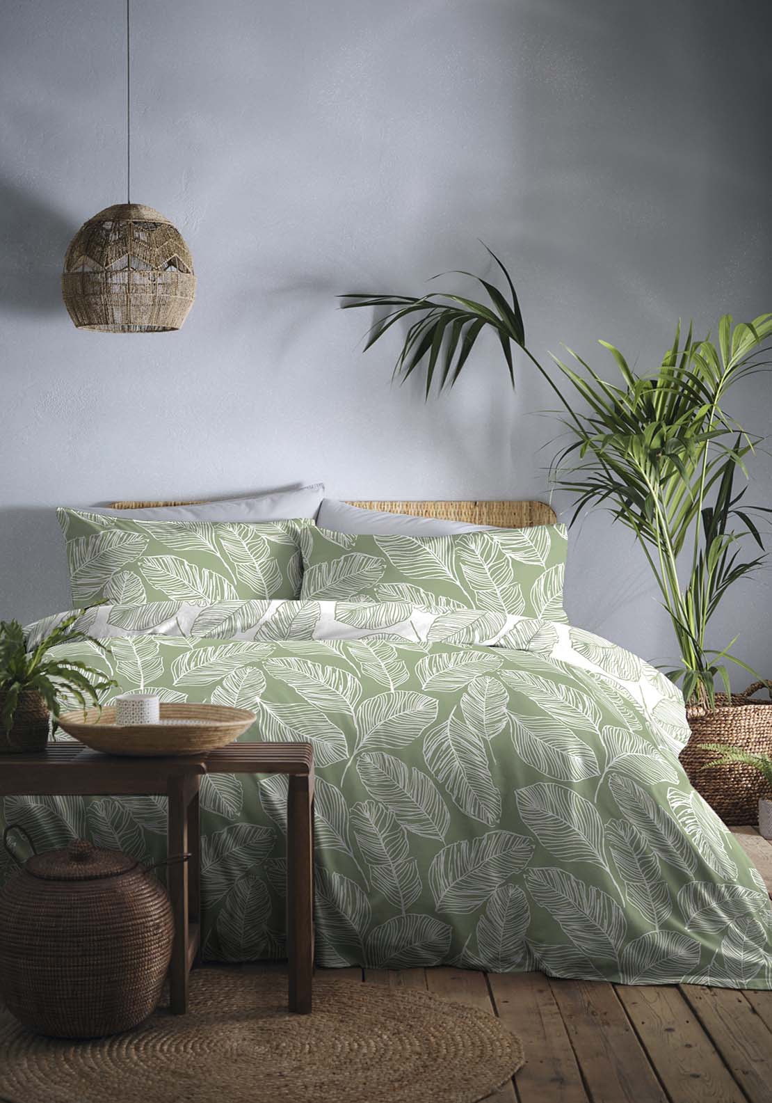 The Home Collection Leaf Duvet Cover Set - Green 1 Shaws Department Stores