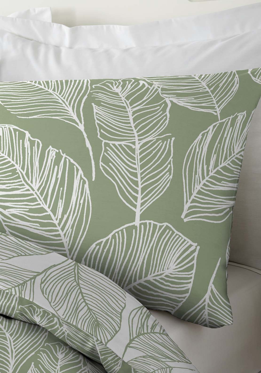 The Home Collection Leaf Duvet Cover Set - Green 3 Shaws Department Stores