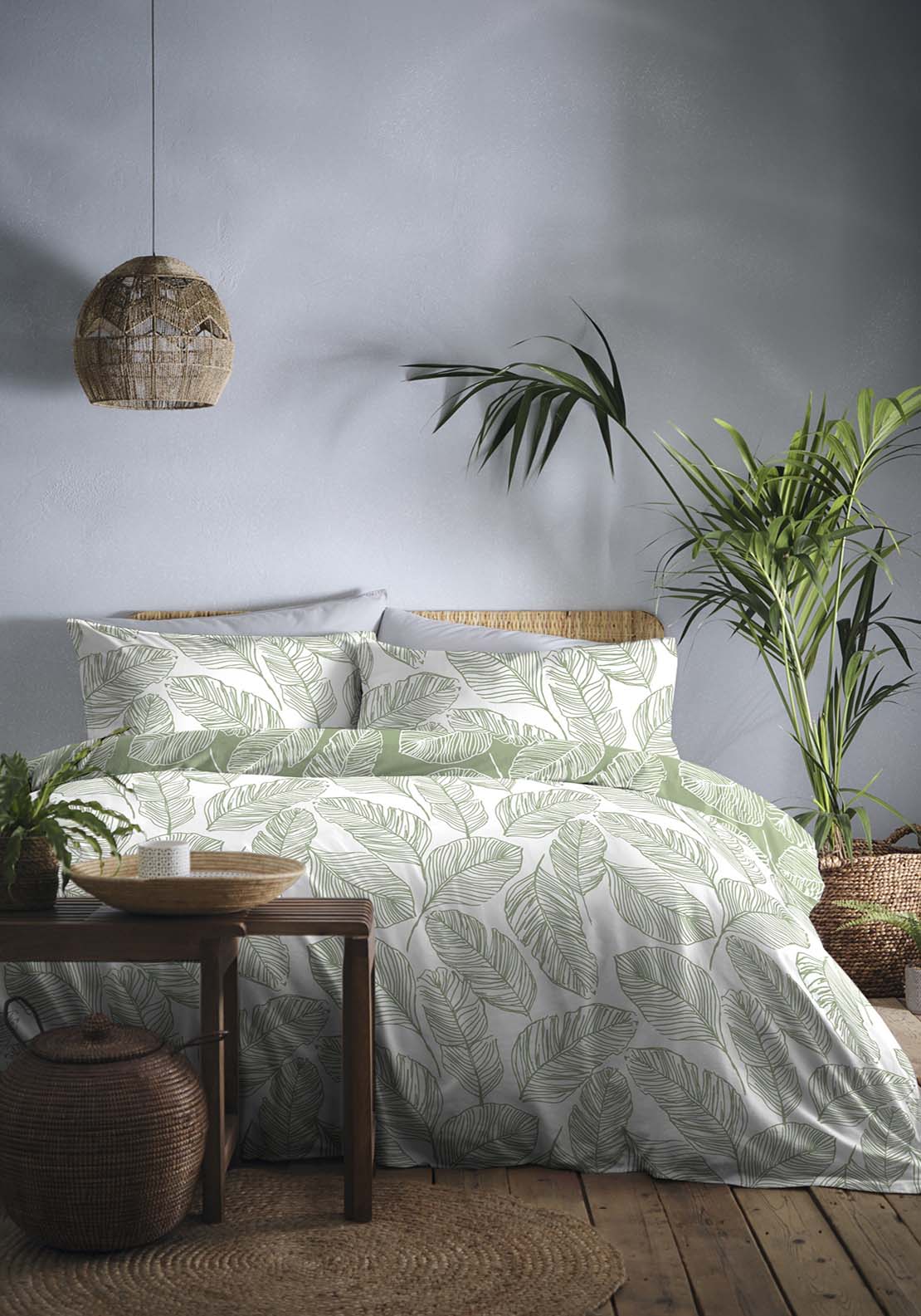 The Home Collection Leaf Duvet Cover Set - Green 2 Shaws Department Stores