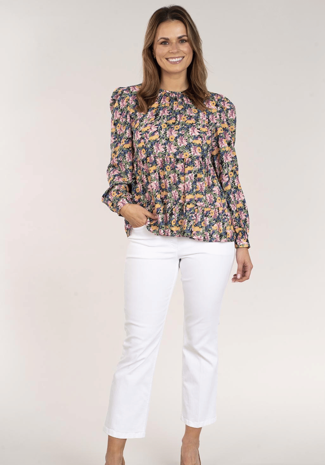 Naoise Long Sleeve Blouse Ruffles - Floral 6 Shaws Department Stores