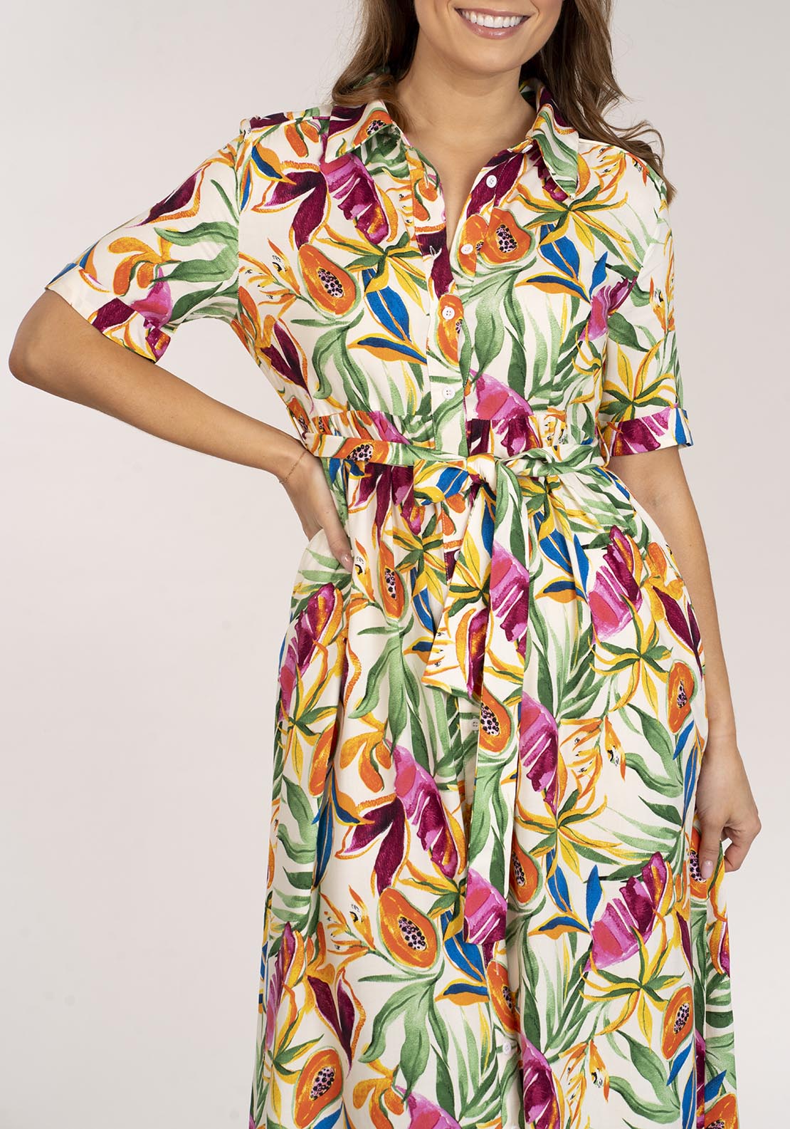 Naoise Tropical Print Dress - Tropical Print 3 Shaws Department Stores