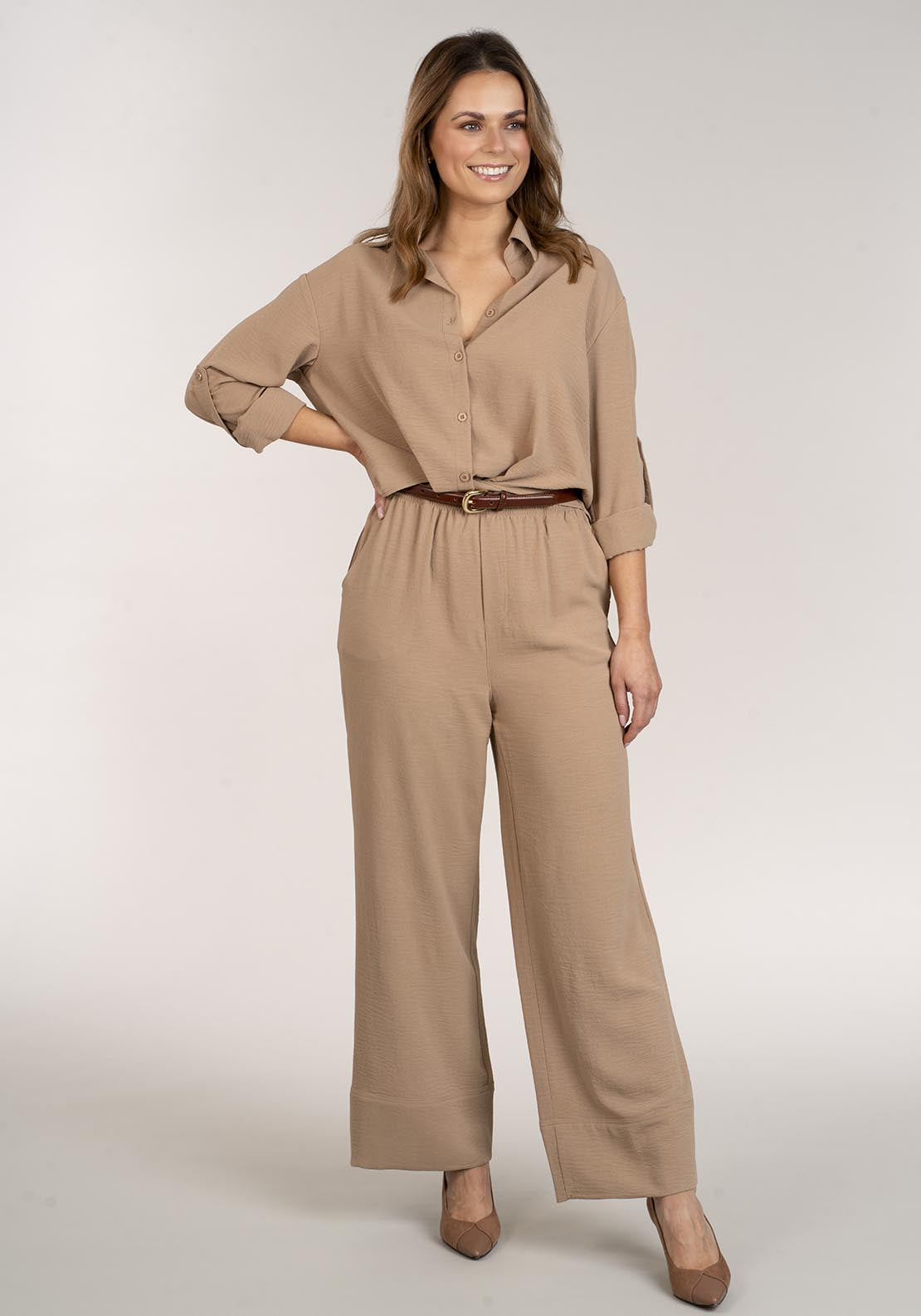 Naoise Twist Shirt - Beige 1 Shaws Department Stores