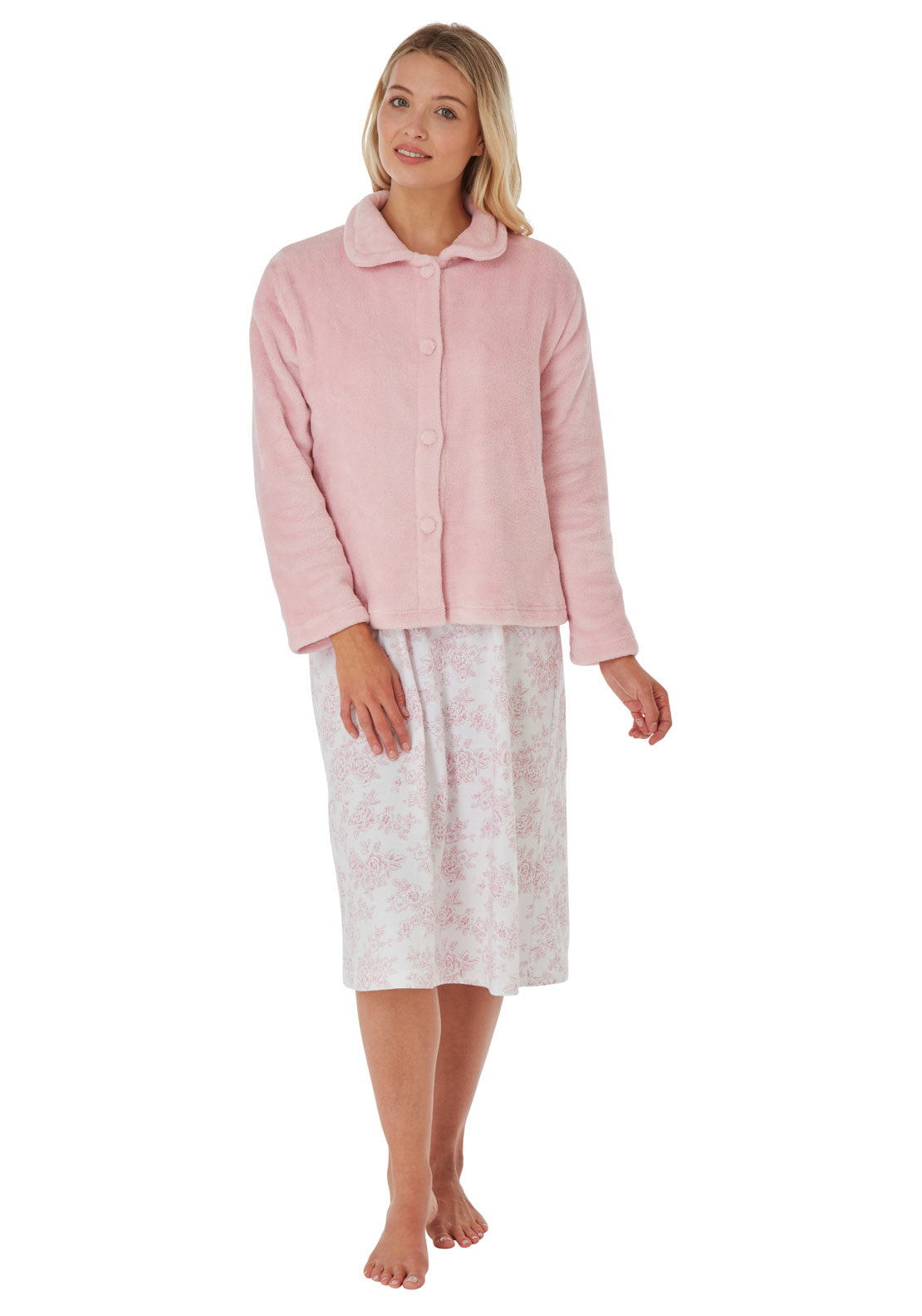 Marlon Coral Fleece Bedjacket - Pink 1 Shaws Department Stores