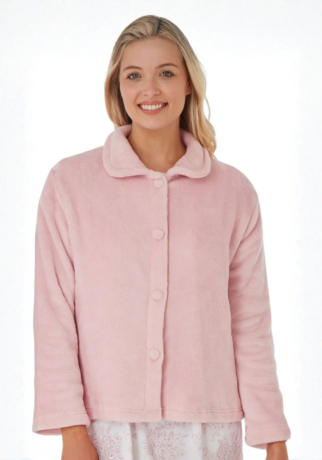 Marlon Coral Fleece Bedjacket - Pink 1 Shaws Department Stores