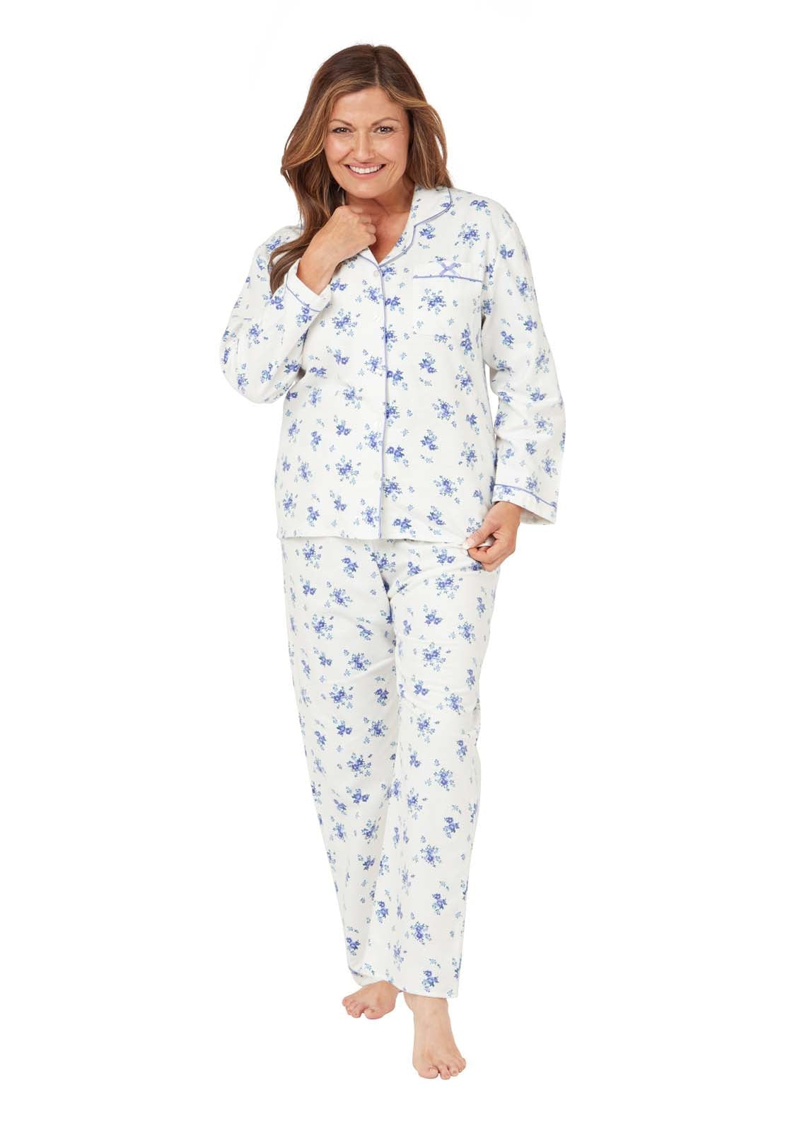 Marlon Polly Floral Wincey Pj - Blue 2 Shaws Department Stores