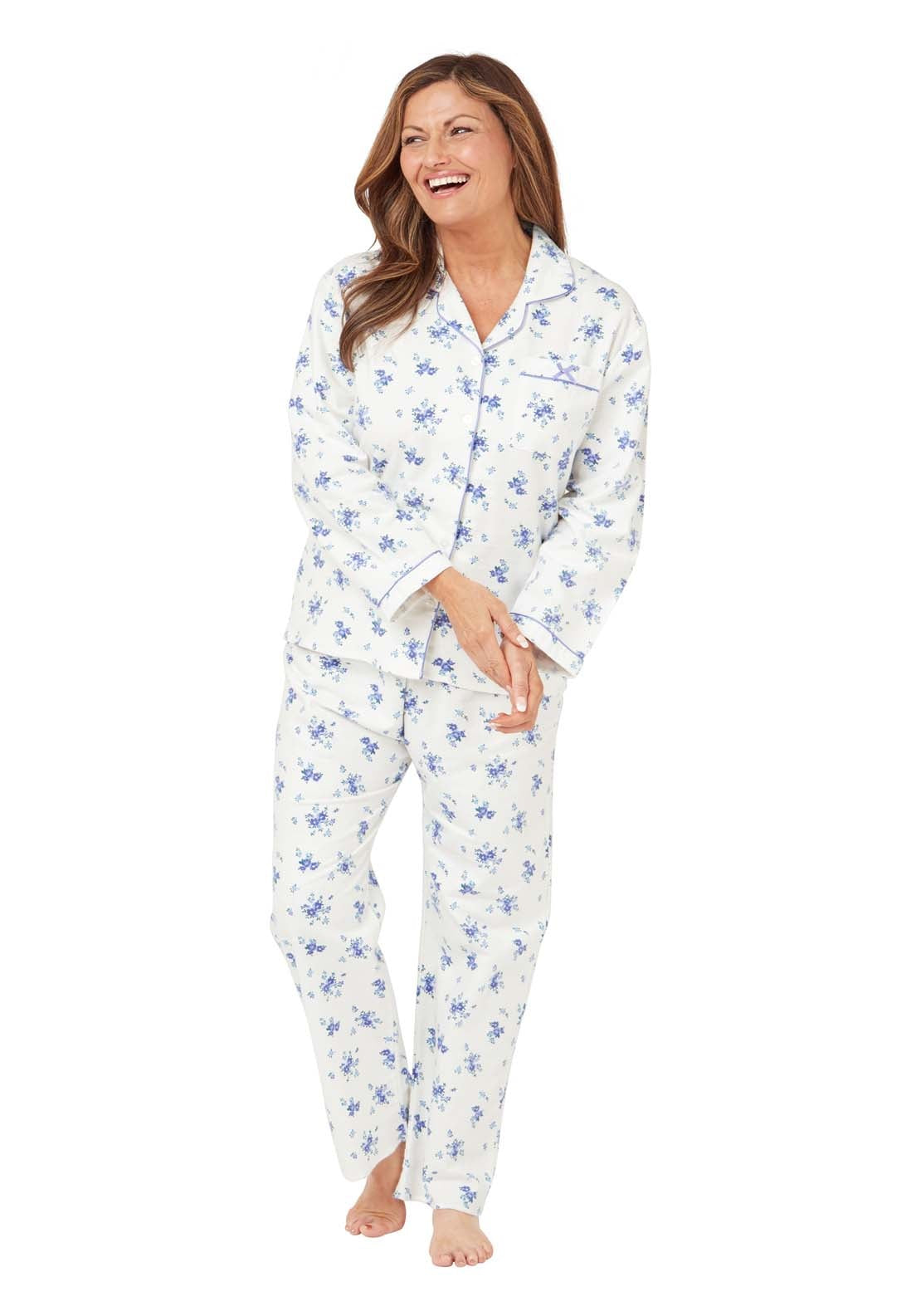 Marlon Polly Floral Wincey Pj - Blue 1 Shaws Department Stores