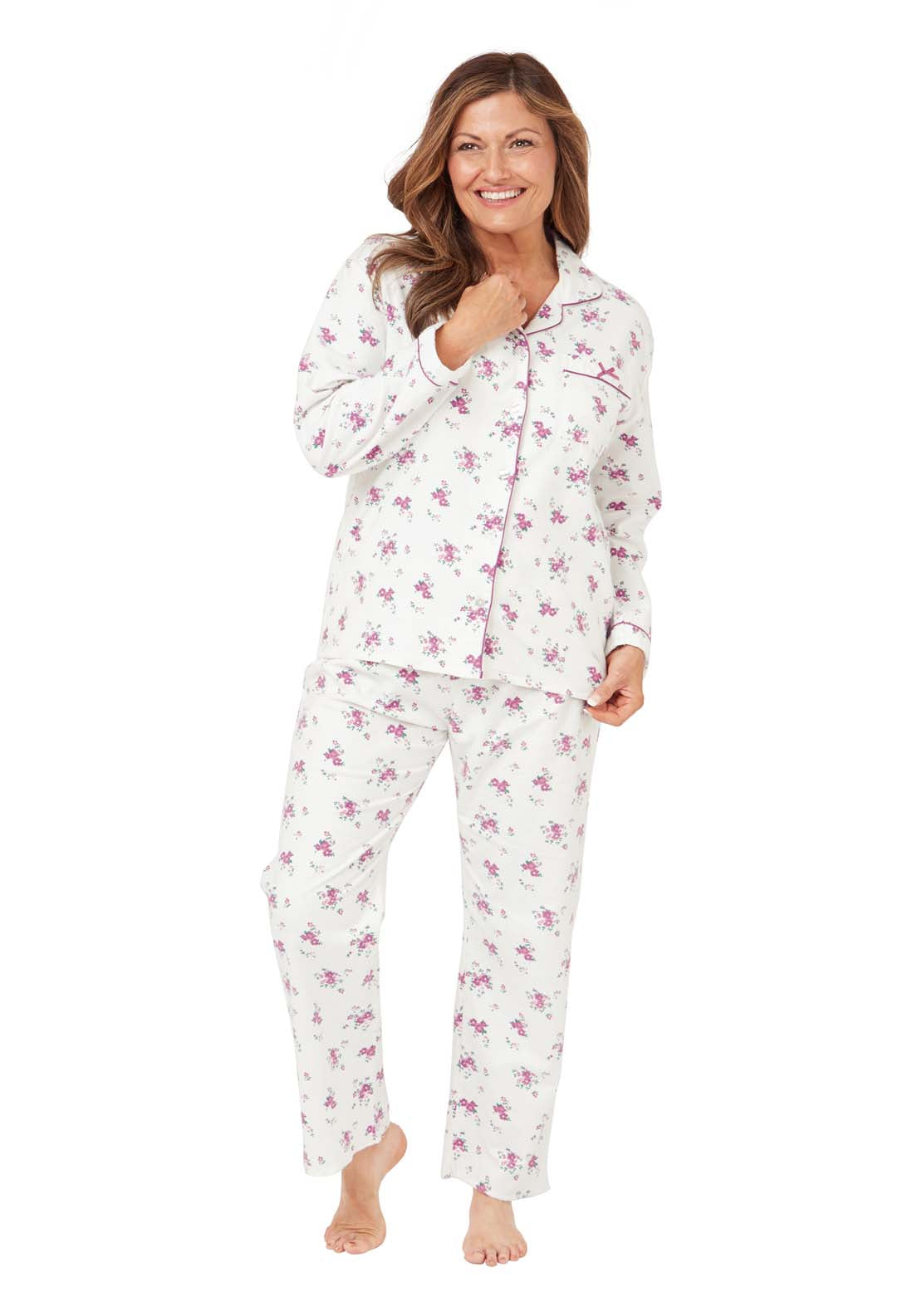 Marlon Polly Floral Wincey Pj - Pink 1 Shaws Department Stores