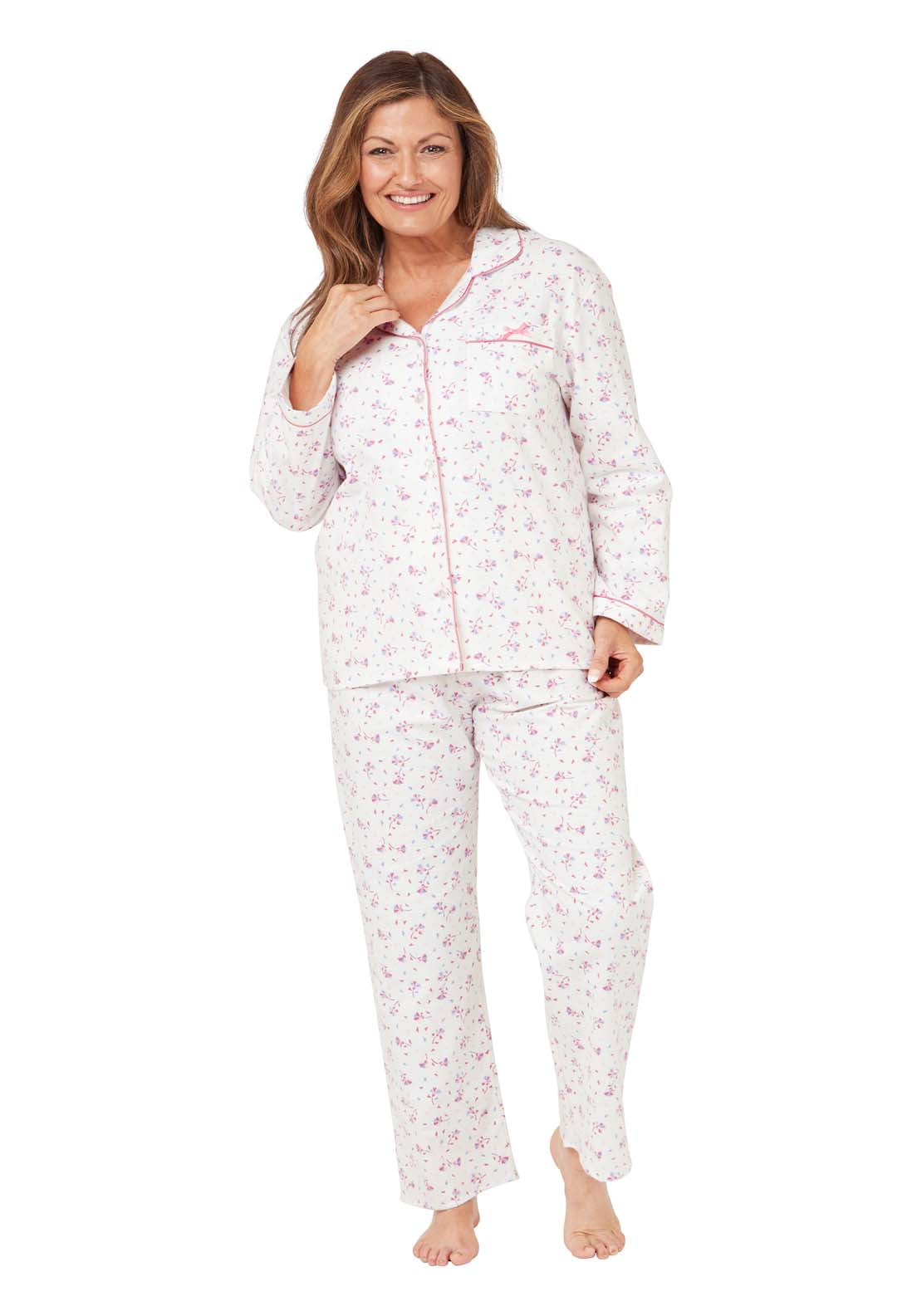 Marlon Floral Fan Wincey Pj - Pink 2 Shaws Department Stores
