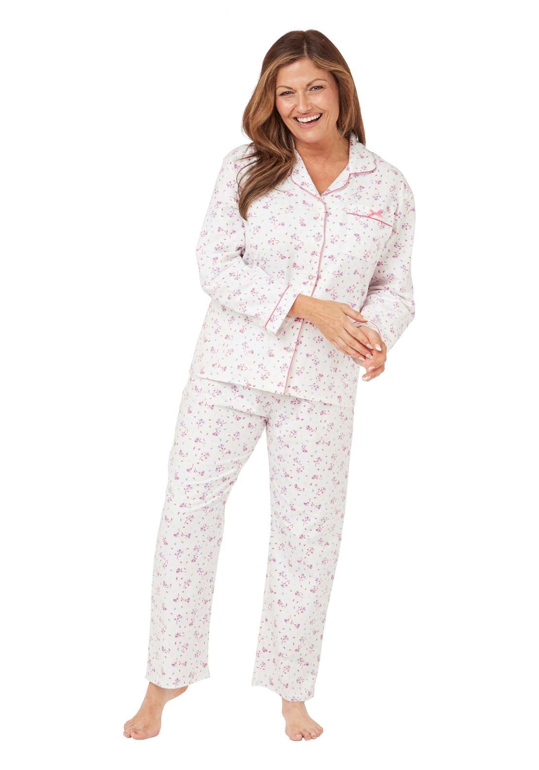 Marlon Floral Fan Wincey Pj - Pink 1 Shaws Department Stores