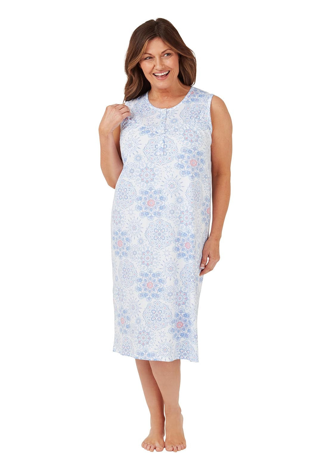 Marlon Geo 100% Cotton dress - Blue 1 Shaws Department Stores