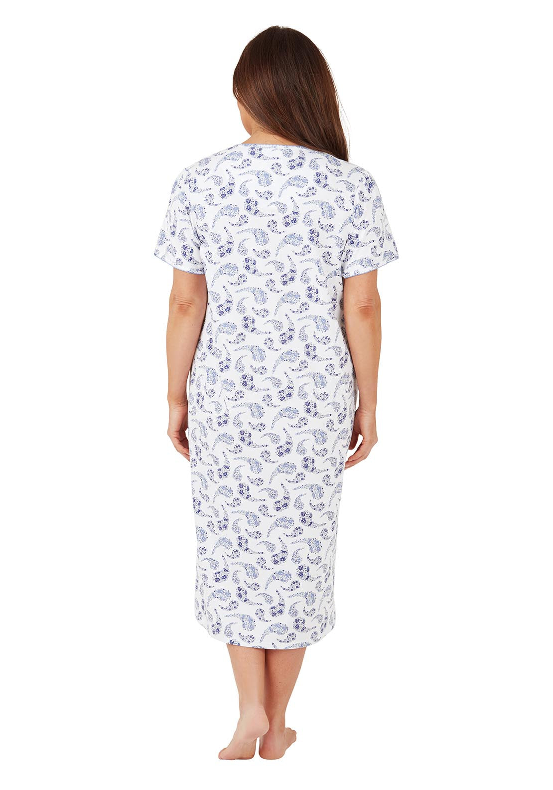 Marlon Paisley 100% Cotton Nightdress - Blue 4 Shaws Department Stores
