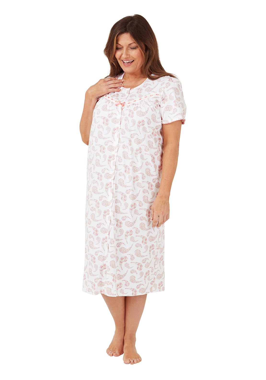 Marlon Paisley 100% Cotton Nightdress - Pink 4 Shaws Department Stores