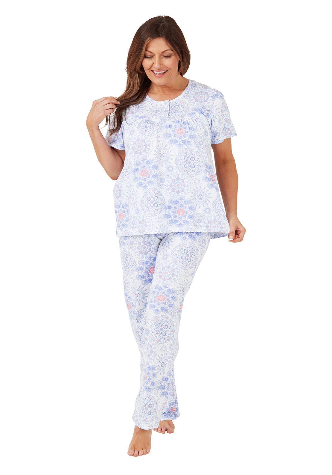 Marlon Geo Cotton Pyjama 100% cotton - Blue 2 Shaws Department Stores