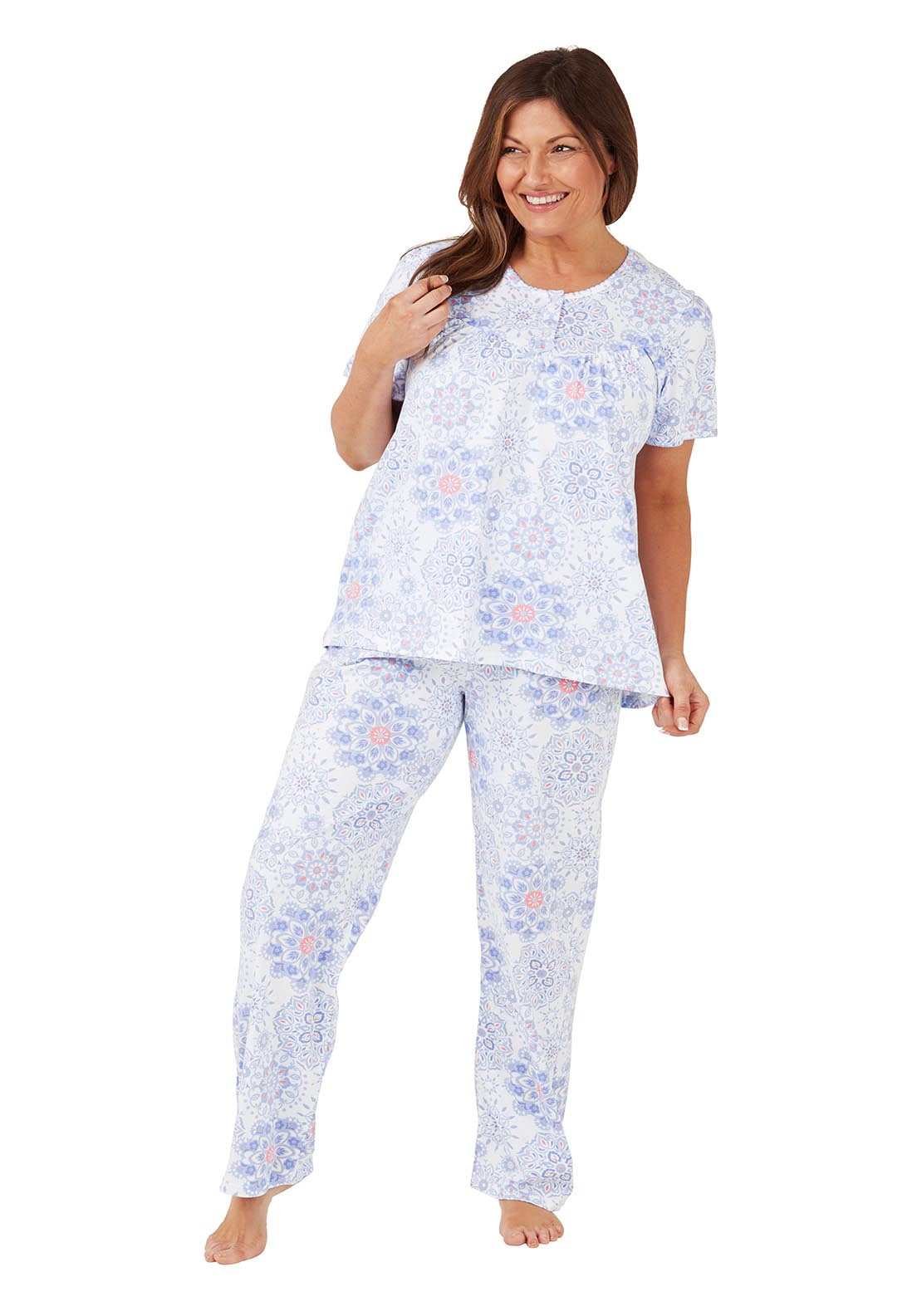Marlon Geo Cotton Pyjama 100% cotton - Blue 1 Shaws Department Stores