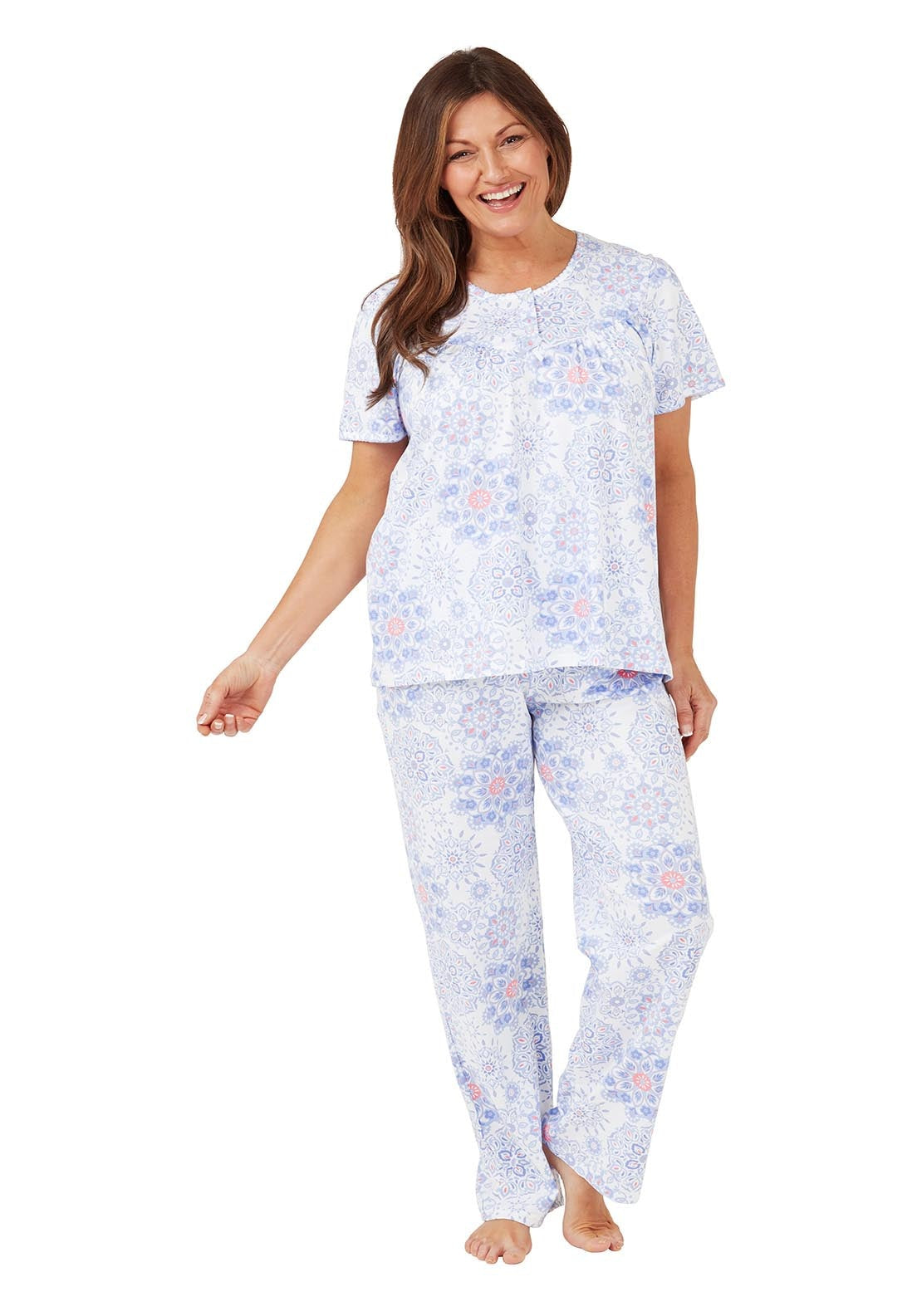 Marlon Geo Cotton Pyjama 100% cotton - Blue 3 Shaws Department Stores