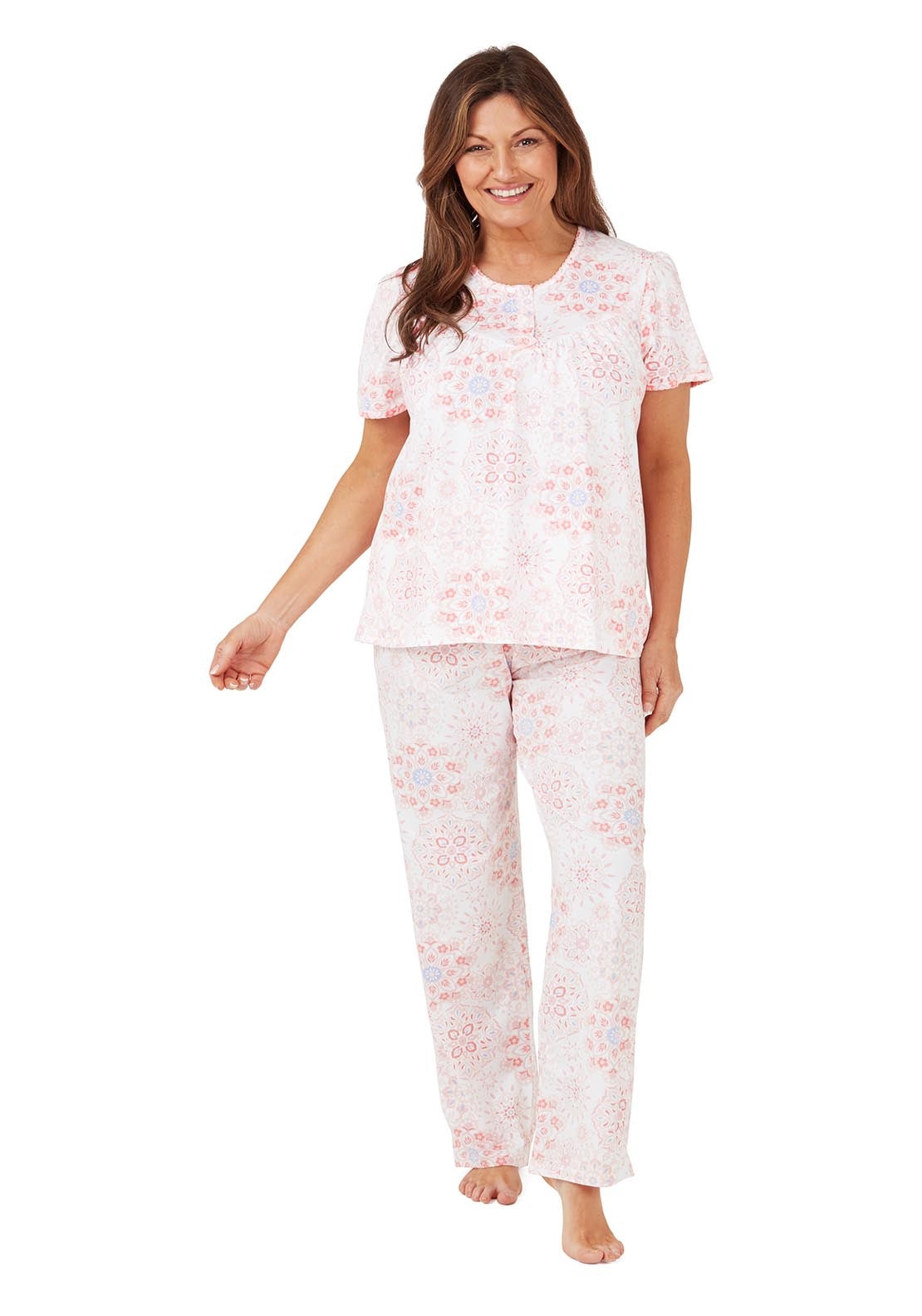 Marlon Geo Cotton Pyjama 100% cotton - Pink 1 Shaws Department Stores