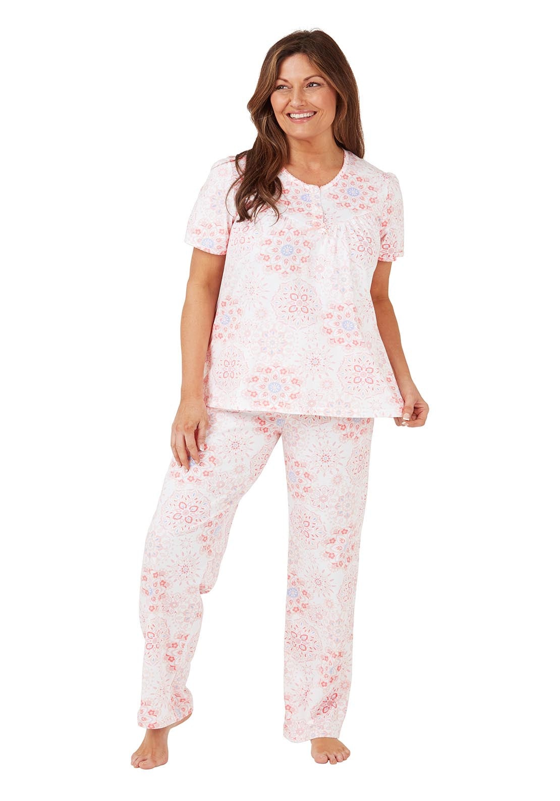 Marlon Geo Cotton Pyjama 100% cotton - Pink 2 Shaws Department Stores
