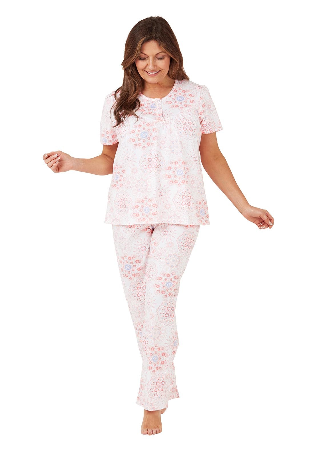 Marlon Geo Cotton Pyjama 100% cotton - Pink 3 Shaws Department Stores