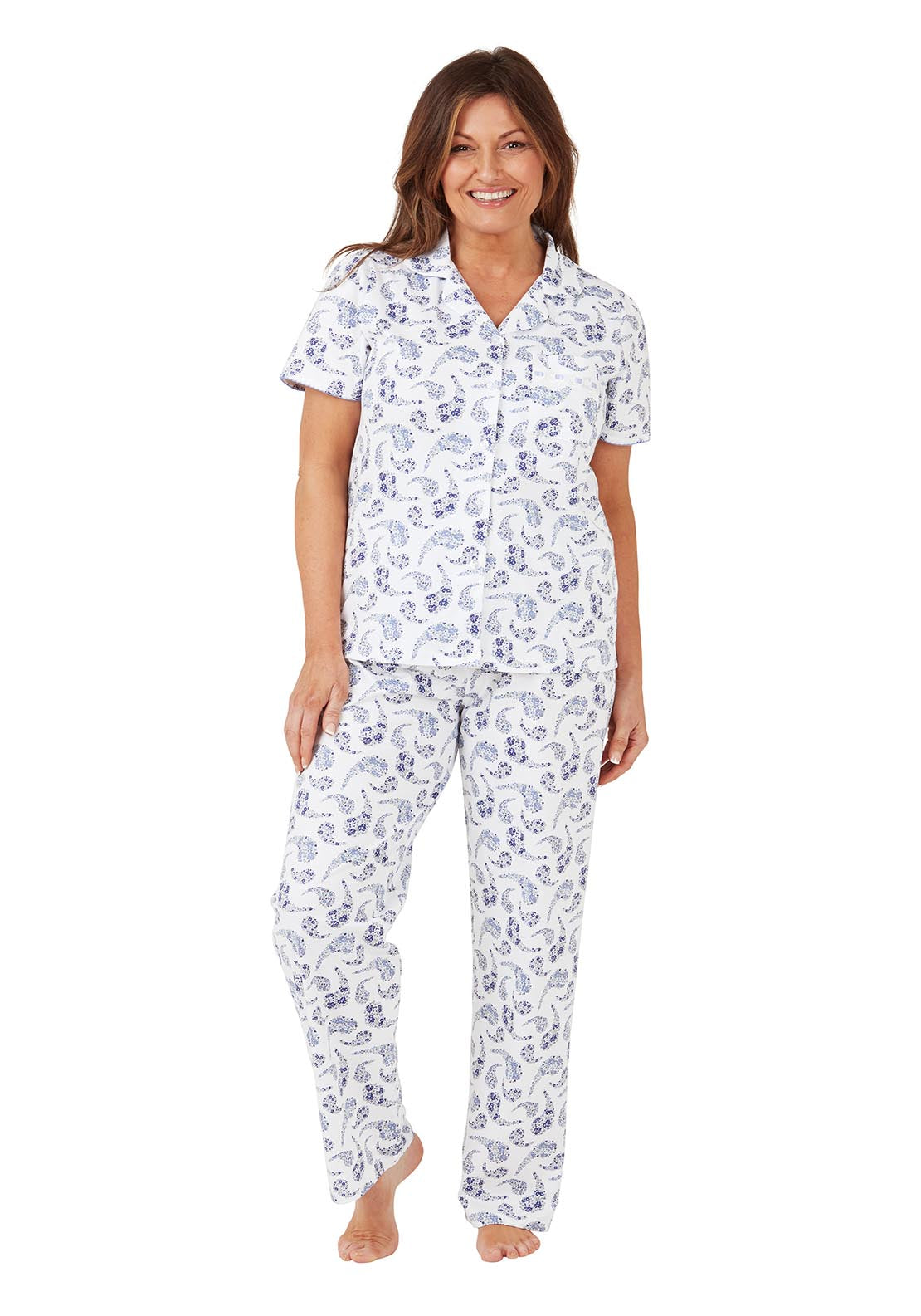 Marlon Paisely Cotton Pyjama 100% cotton - Blue 1 Shaws Department Stores