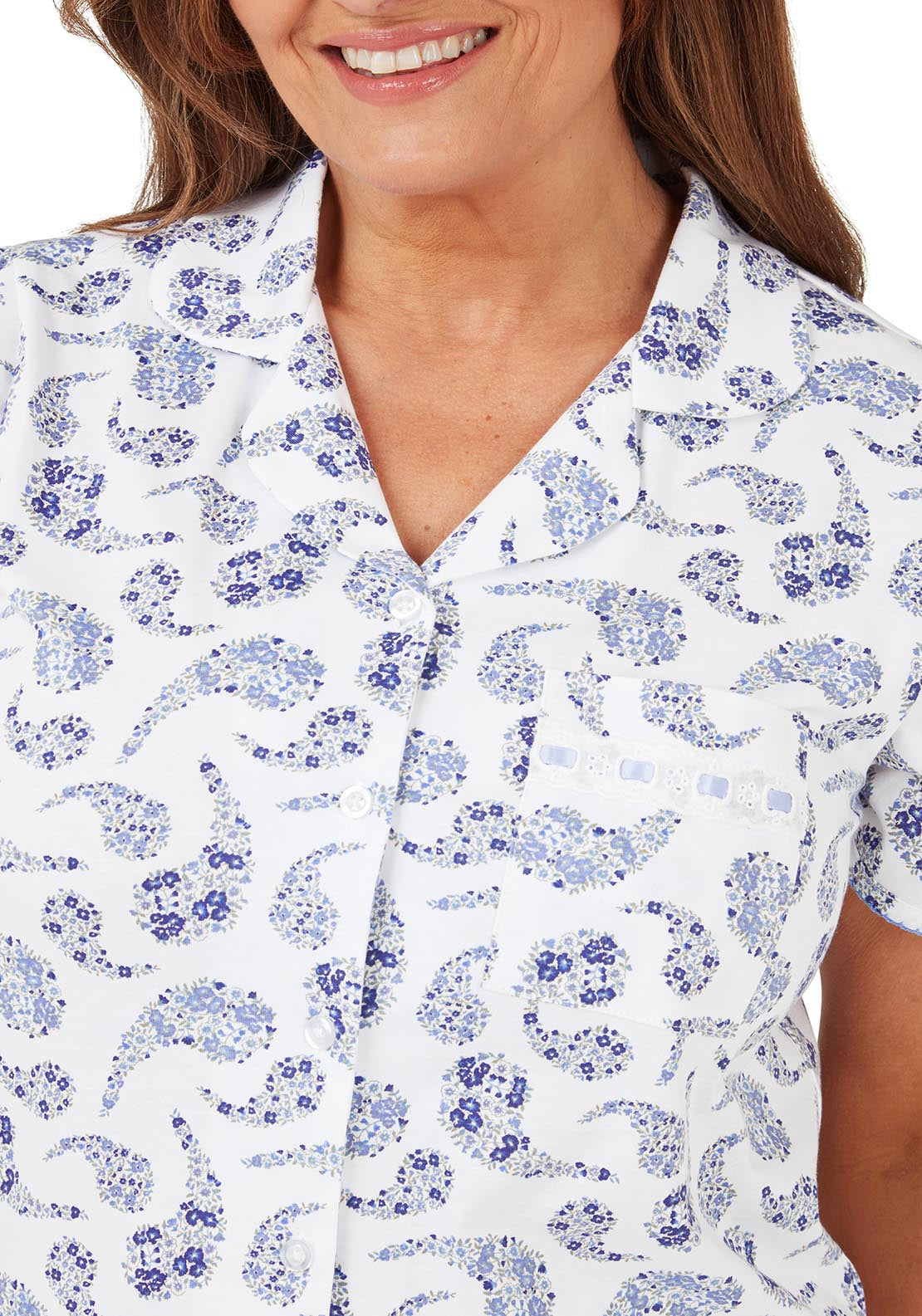 Marlon Paisely Cotton Pyjama 100% cotton - Blue 5 Shaws Department Stores