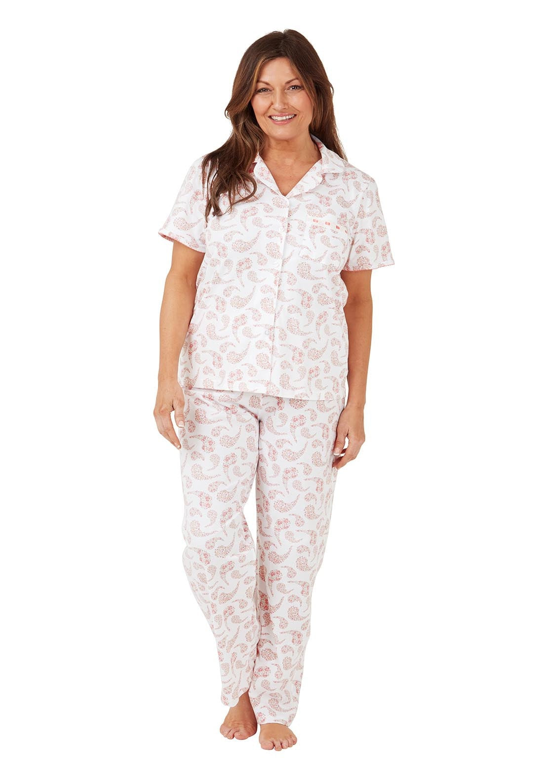 Marlon Paisely Cotton Pyjama 100% cotton - Pink 1 Shaws Department Stores