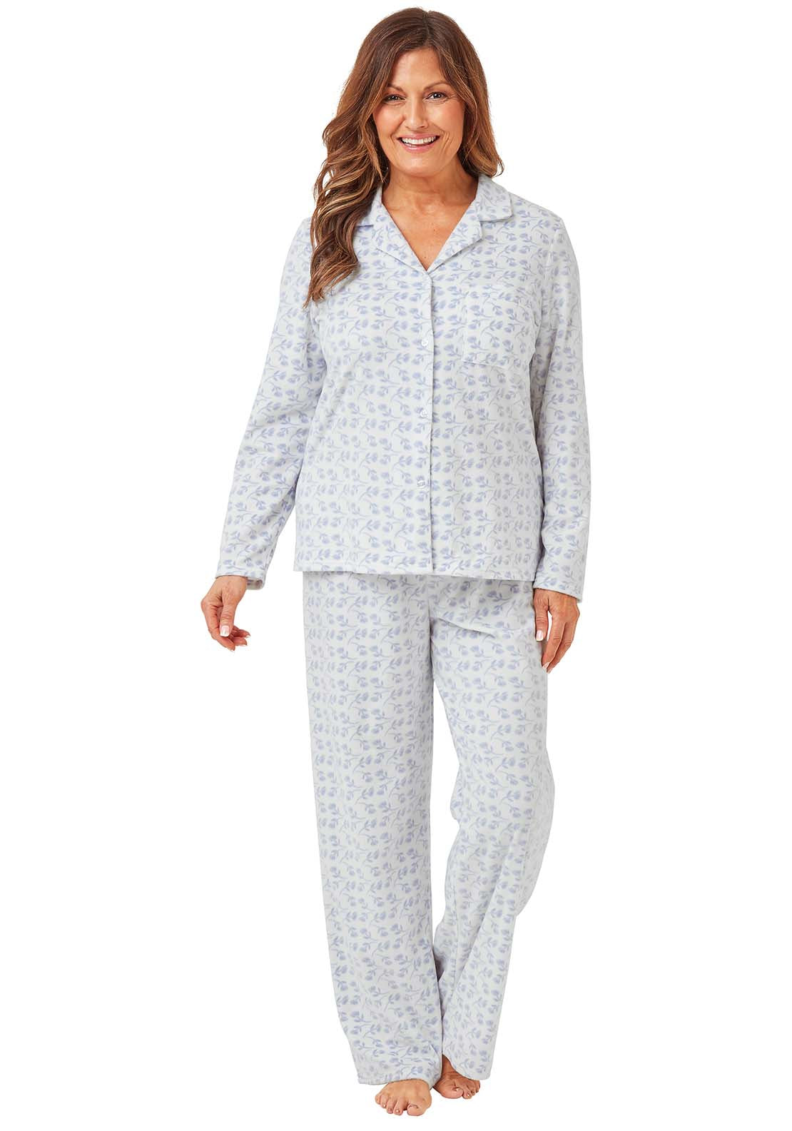 Marlon Printed Fleece Pyjama - Blue 1 Shaws Department Stores
