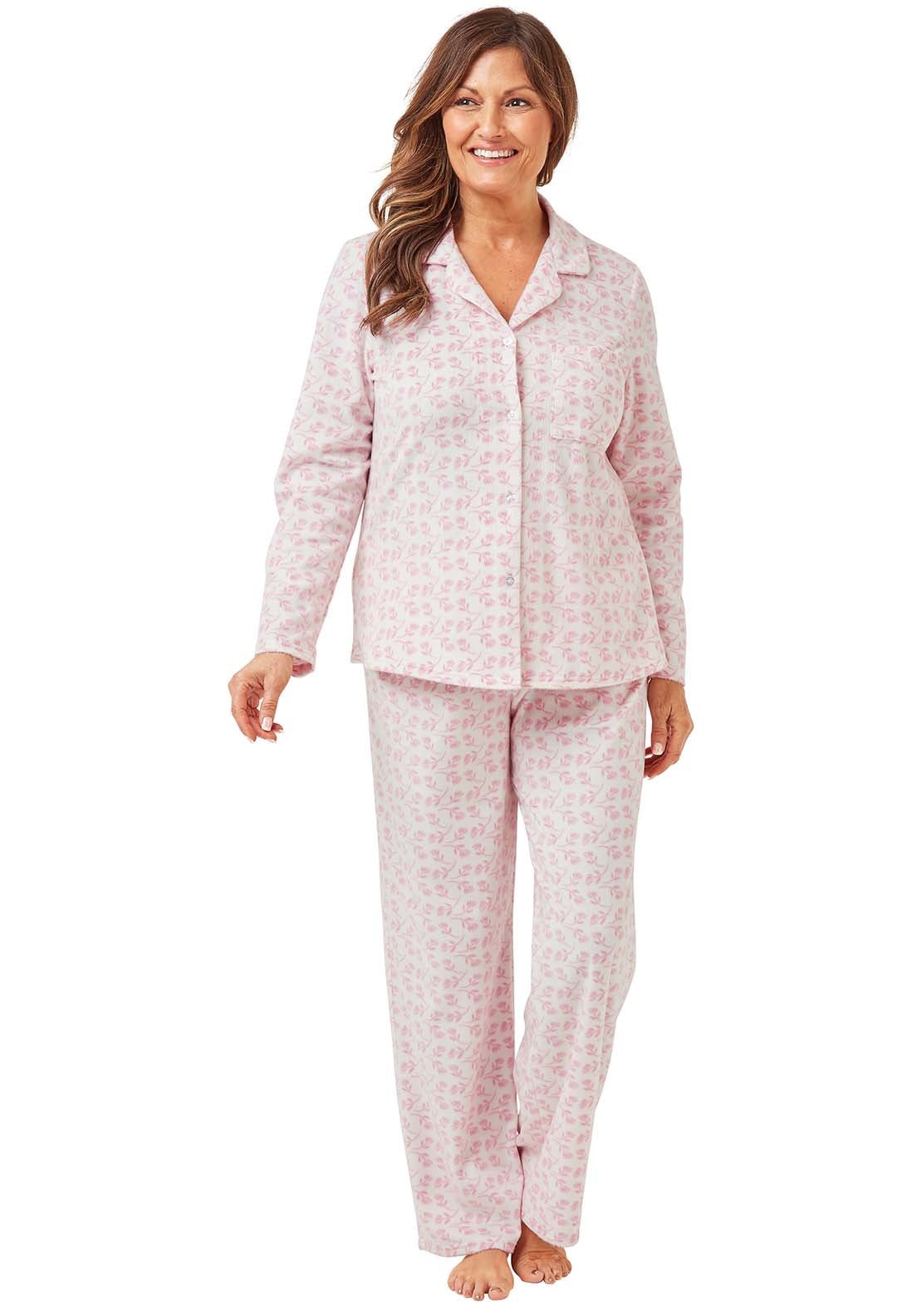 Marlon Printed Fleece Pyjama - Pink 1 Shaws Department Stores