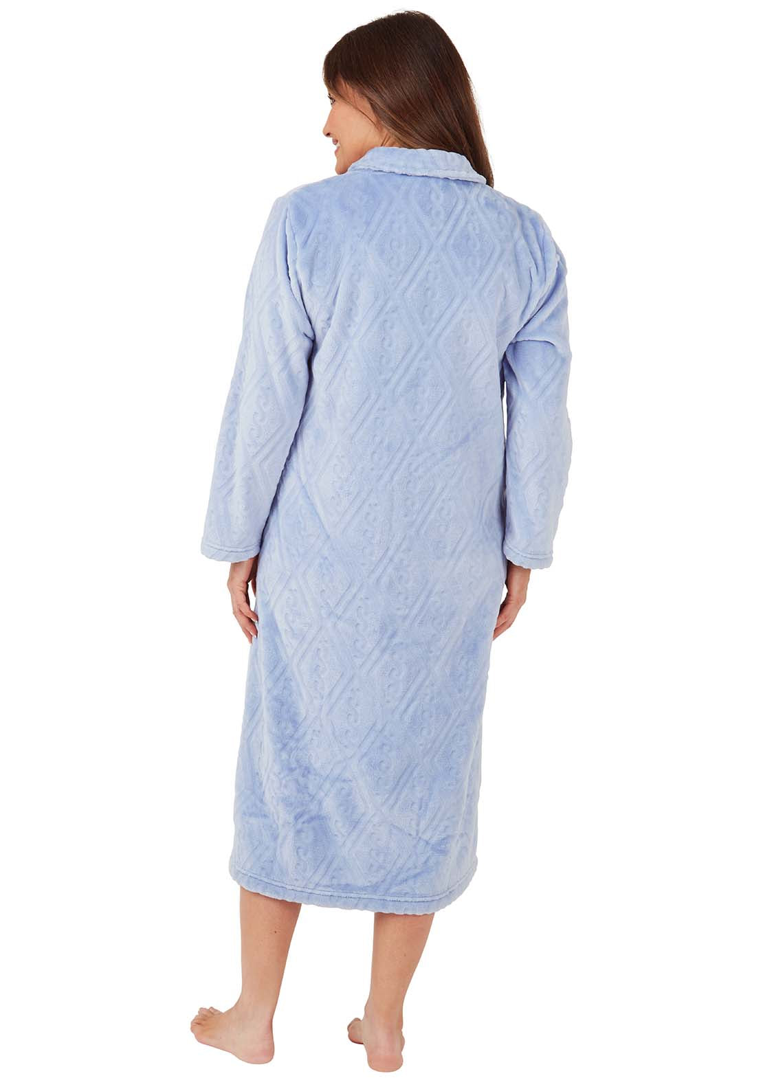 Marlon Diamond Fleece Dressing Gown - Blue 2 Shaws Department Stores