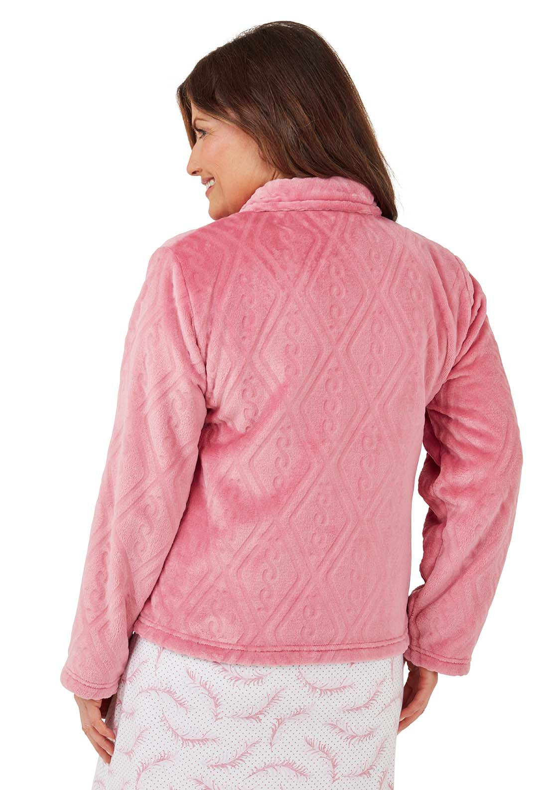 Marlon Diamond Fleece Bedjacket - Pink 2 Shaws Department Stores