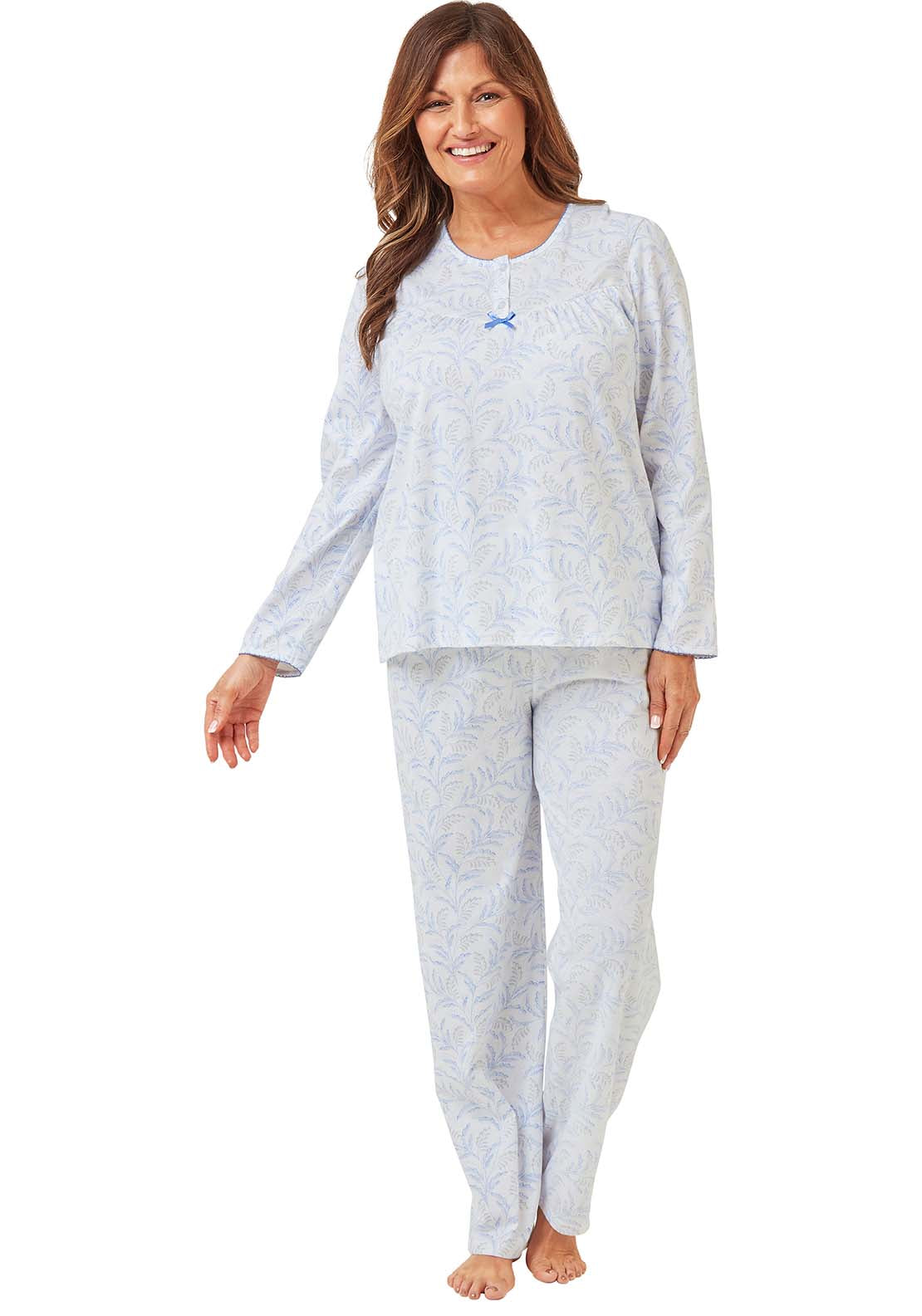 Marlon Floral Trailround Neck Pyjama - Blue 1 Shaws Department Stores