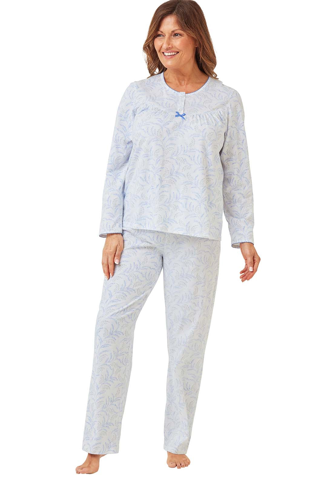 Marlon Floral Trailround Neck Pyjama - Blue 3 Shaws Department Stores