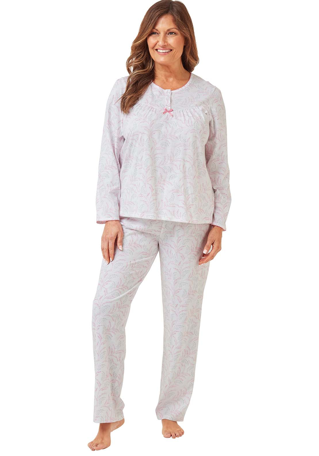 Marlon Floral Trailround Neck Pyjama - Pink 1 Shaws Department Stores