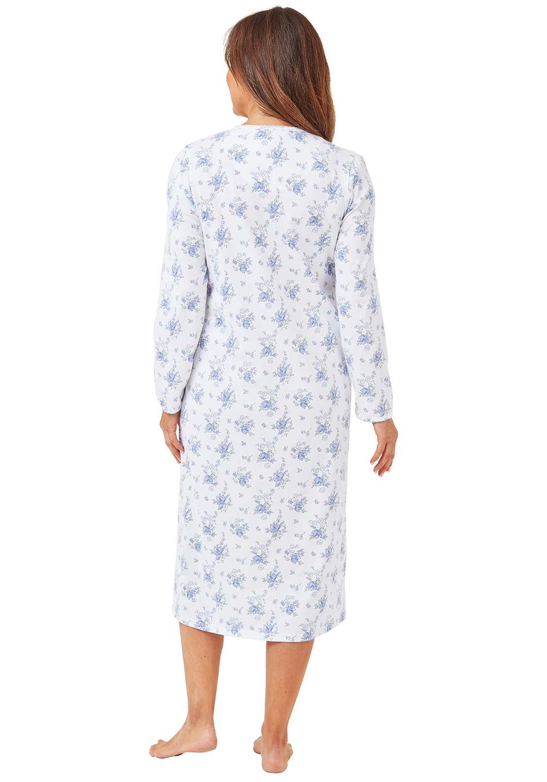 Marlon Floral Button Thru Nightdress - Blue 3 Shaws Department Stores