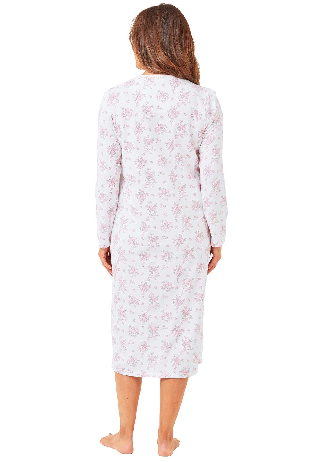 Marlon Floral Button Thru Nightdress - Pink 3 Shaws Department Stores