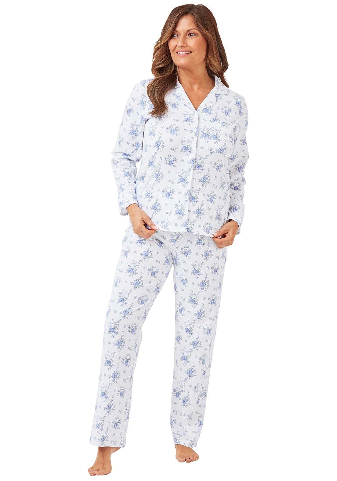 Marlon Floral Revere Pyjama - Blue 2 Shaws Department Stores