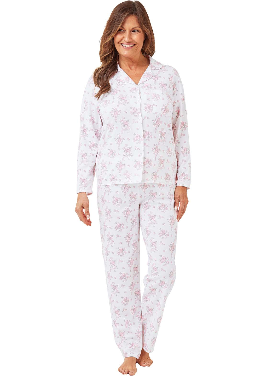 Marlon Floral Revere Pyjama - Pink 1 Shaws Department Stores