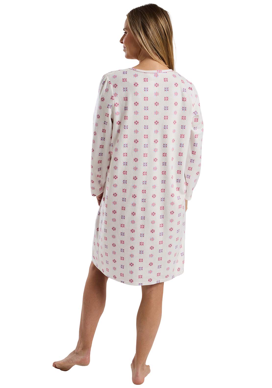 Geo Fleece Nightdress - Pink