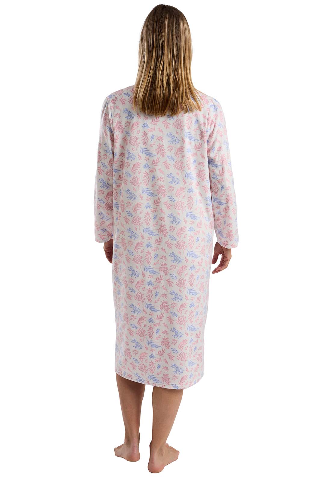 Winter Leaf Fleece Nightdress - Blue